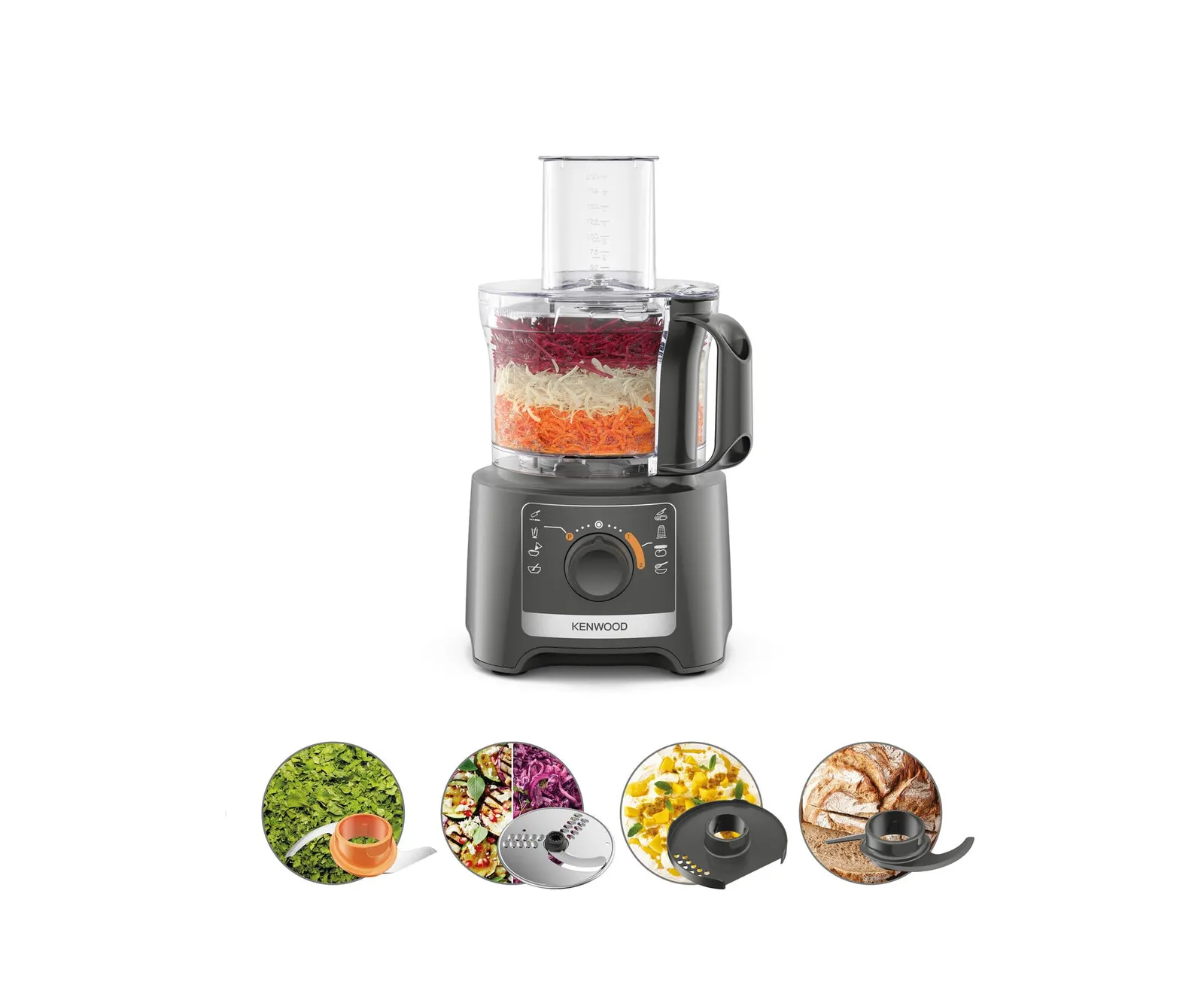 Robot de cocina Kenwood Multipro Compact FDP31.020GY, 800W, 2 velocidades, bol 2.1L