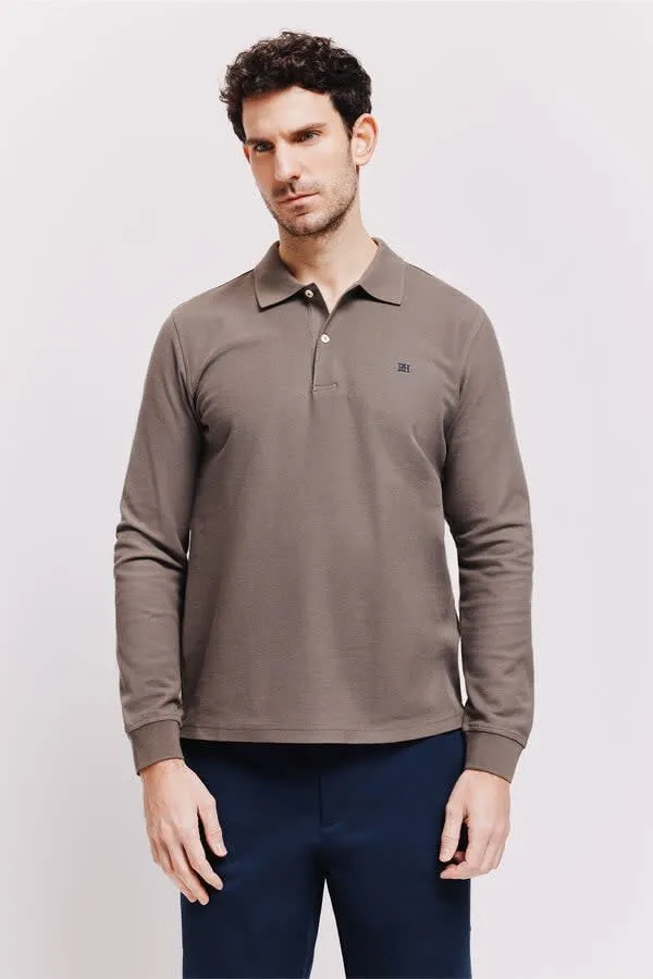 Polo Pedro del Hierro manga larga con logo bordado