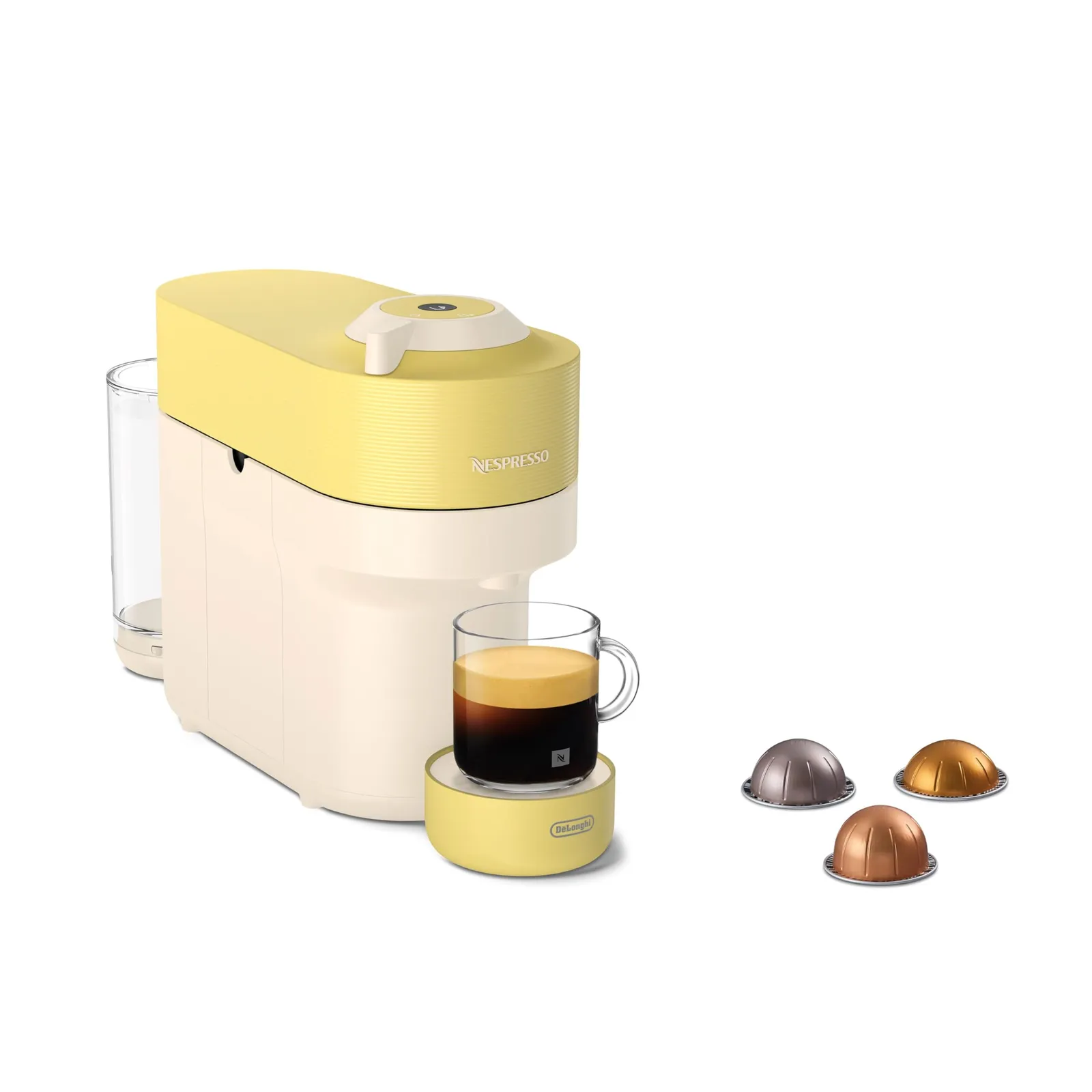 Cafetera De'Longhi Nespresso Vertuo Pop ENV90.LE, 1260W, Amarillo Pastel