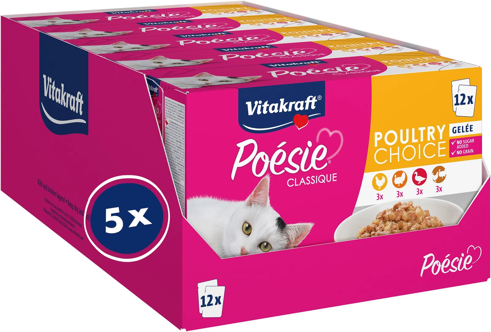 Vitakraft Poésie Classique: Comida húmeda para gatos (5x 12x 85g)
