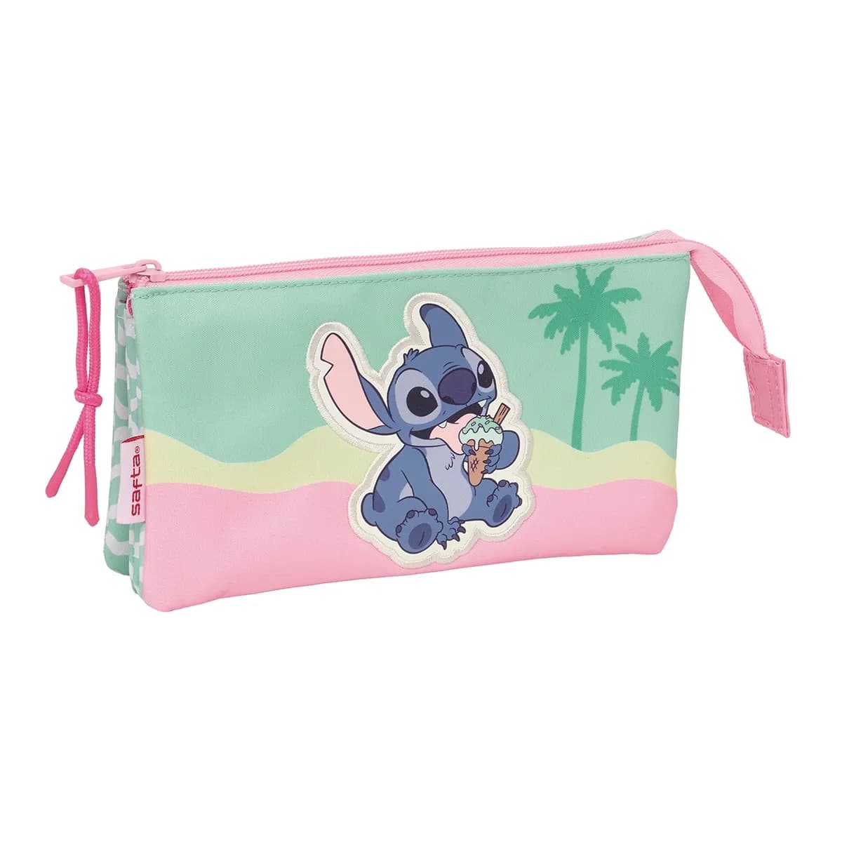 Estuche triple Safta Stitch Ice Cream rosa