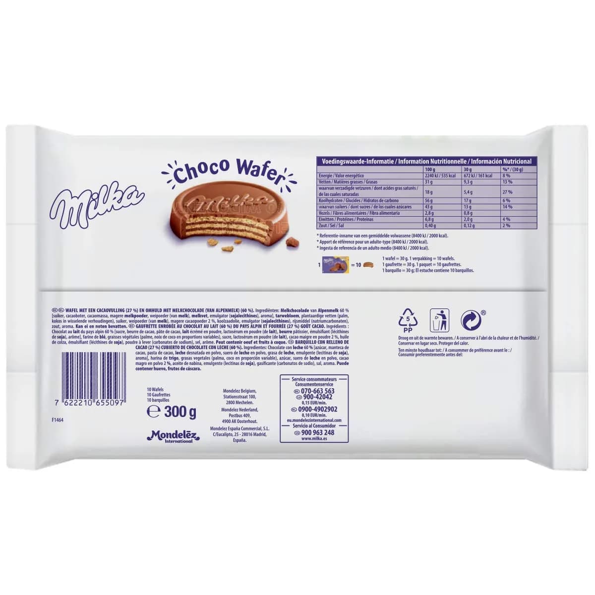 Galleta Barquillo Milka Choco Wafer 300g