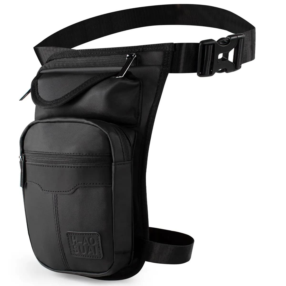 Riñonera Moto Pierna Nylon Negro Impermeable