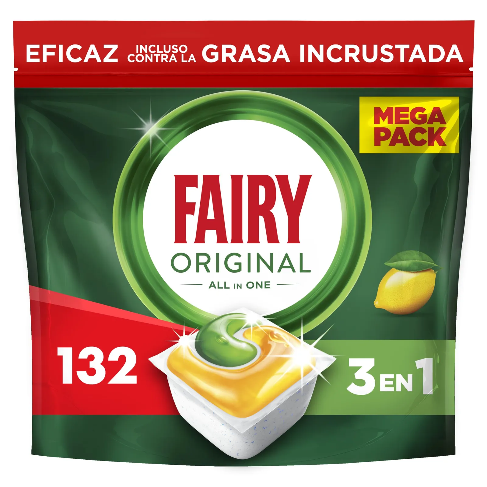 Fairy Original Todo En Uno Pastillas para Lavavajillas, 132 lavados