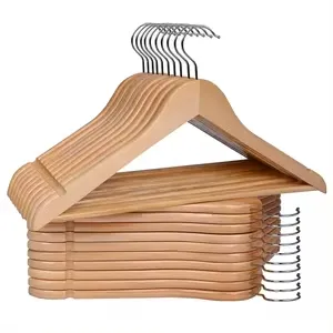 20x Perchas de Madera Maciza con Gancho Giratorio