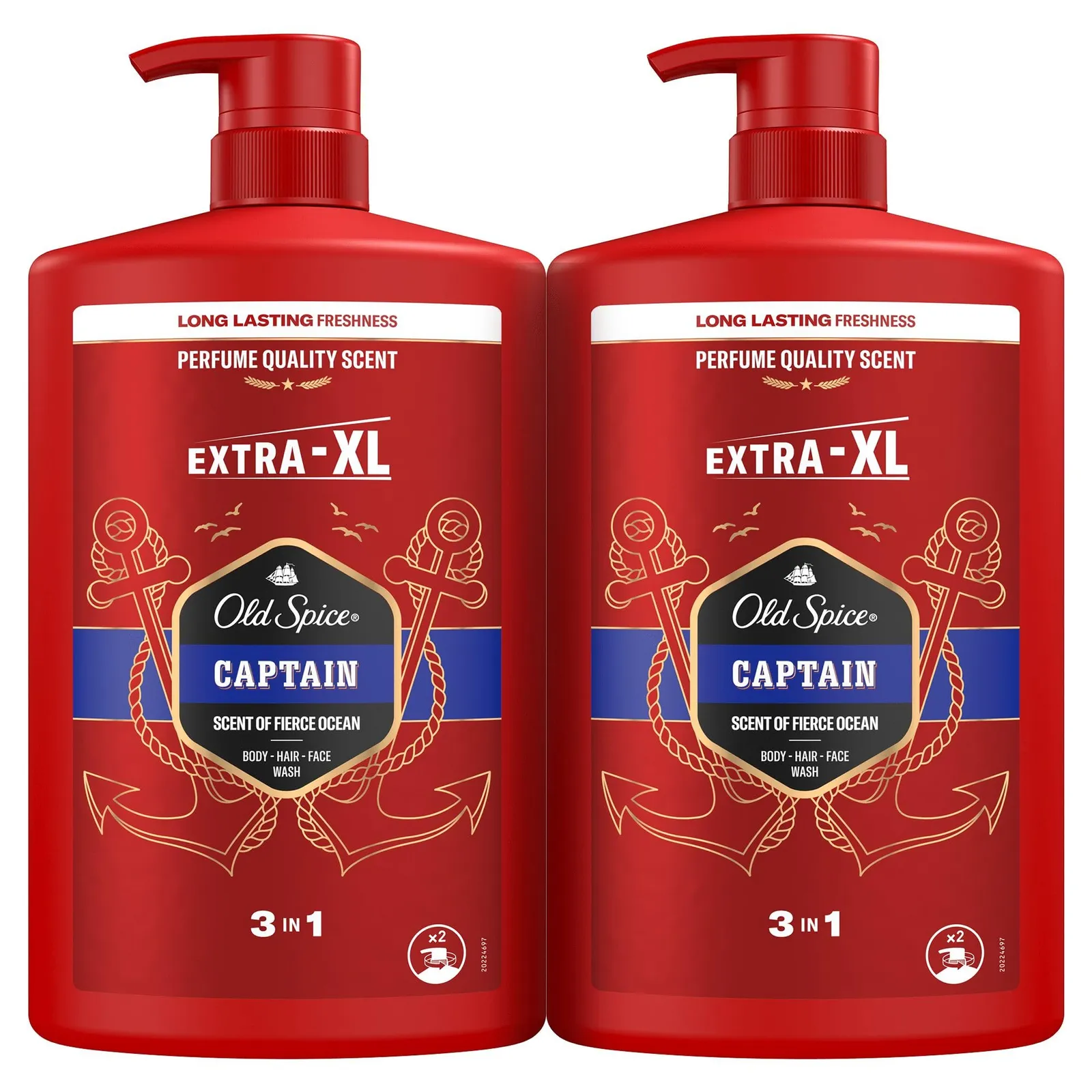 Pack 4x1000ml Gel Ducha y Champú Old Spice Captain