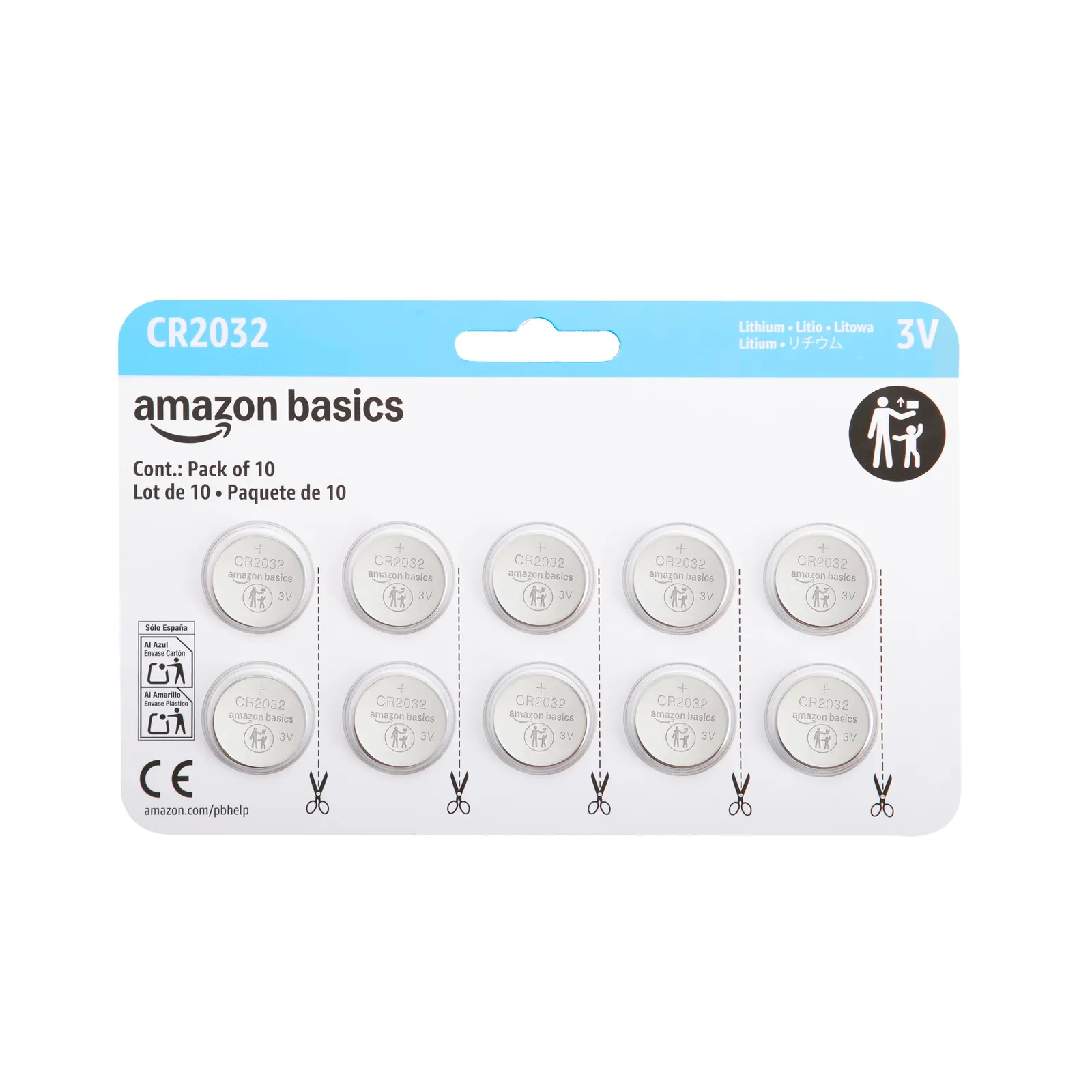 Pack 10 Pilas Litio Botón CR2032
