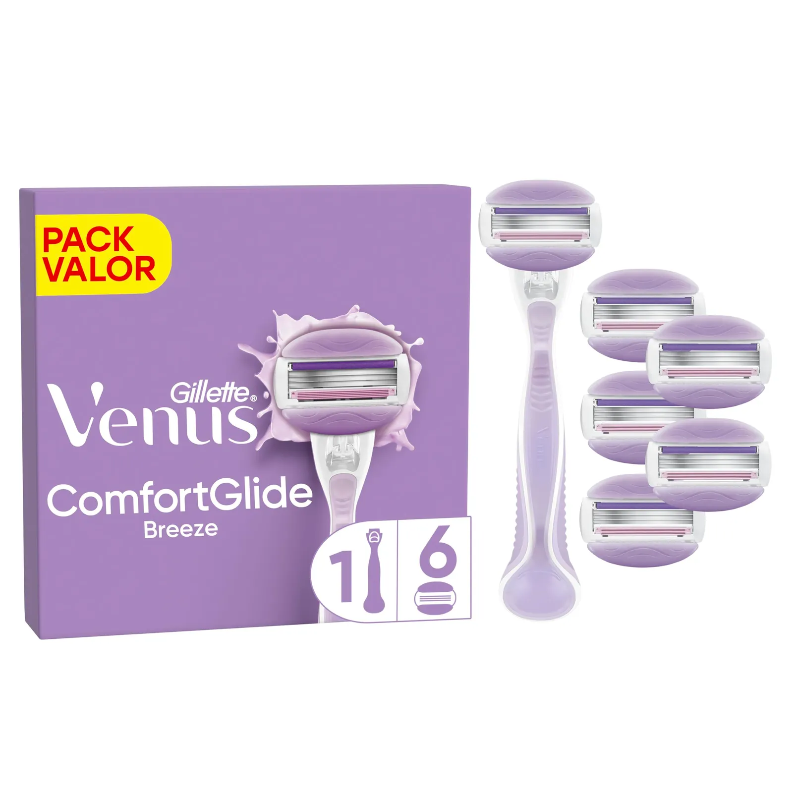 Gillette Venus Comfortglide Breeze: Maquinilla de Afeitar con 1 Mango y 6 Recambios de 3 Hojas