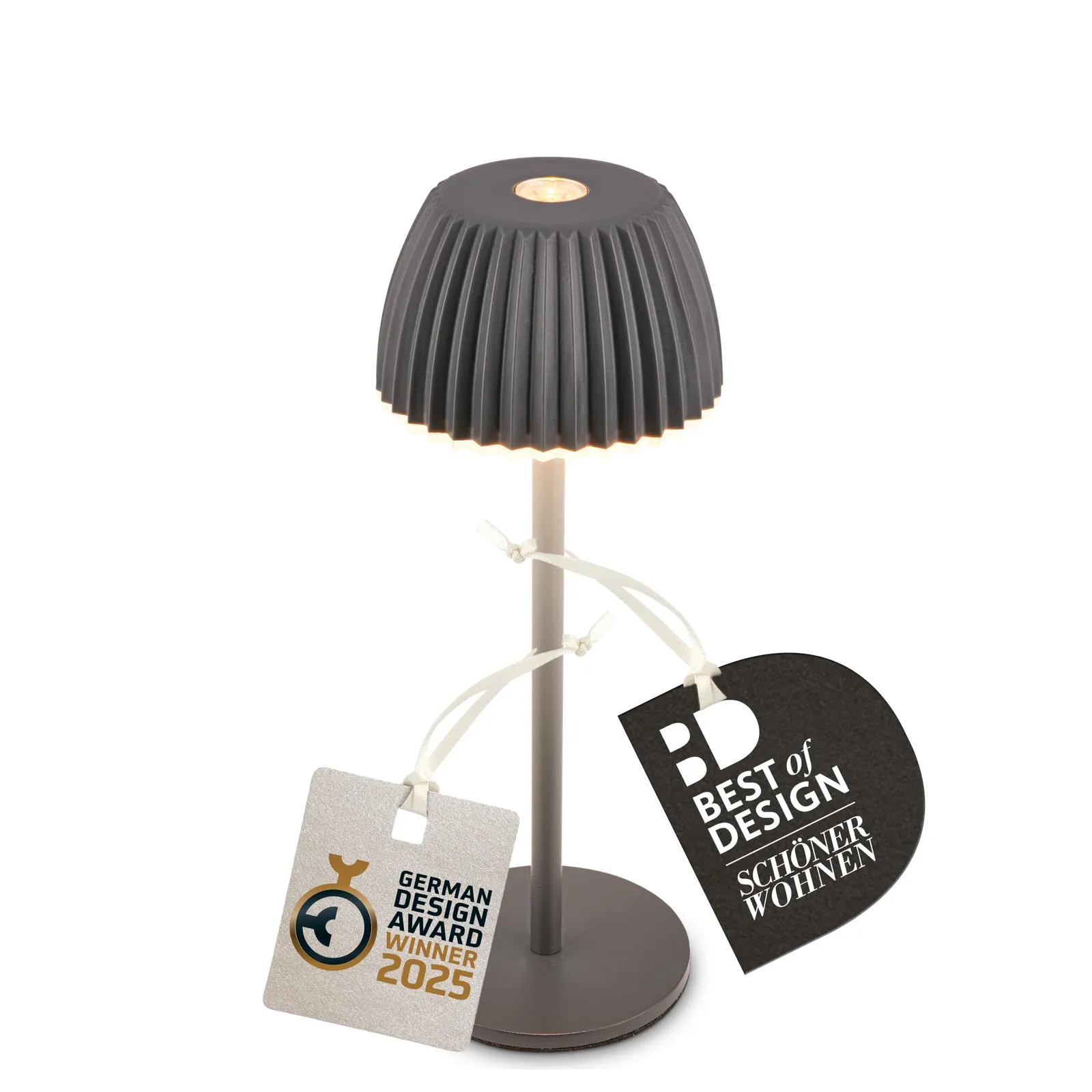 Lámpara de mesa LED inalámbrica BRILONER Riffle Nano IP44, táctil, batería intercambiable
