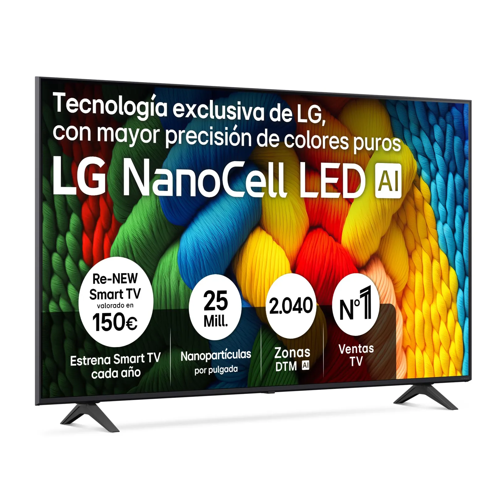 LG 65NANO80A6B - Smart TV LED 65" 4K NanoCell, Procesador IA, Negro