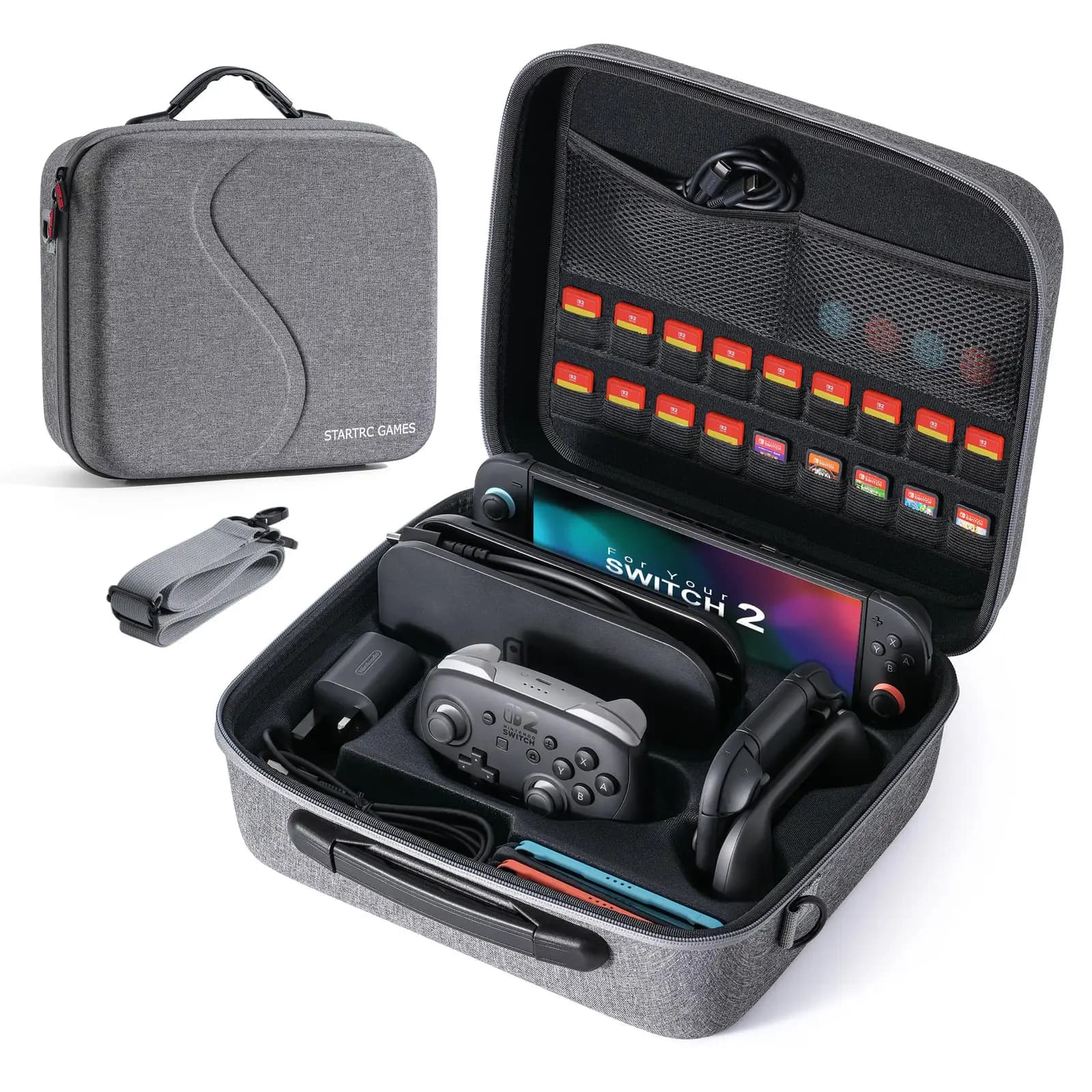 Funda de transporte rígida para Nintendo Switch 2 (2025), capacidad grande con ranuras para tarjetas