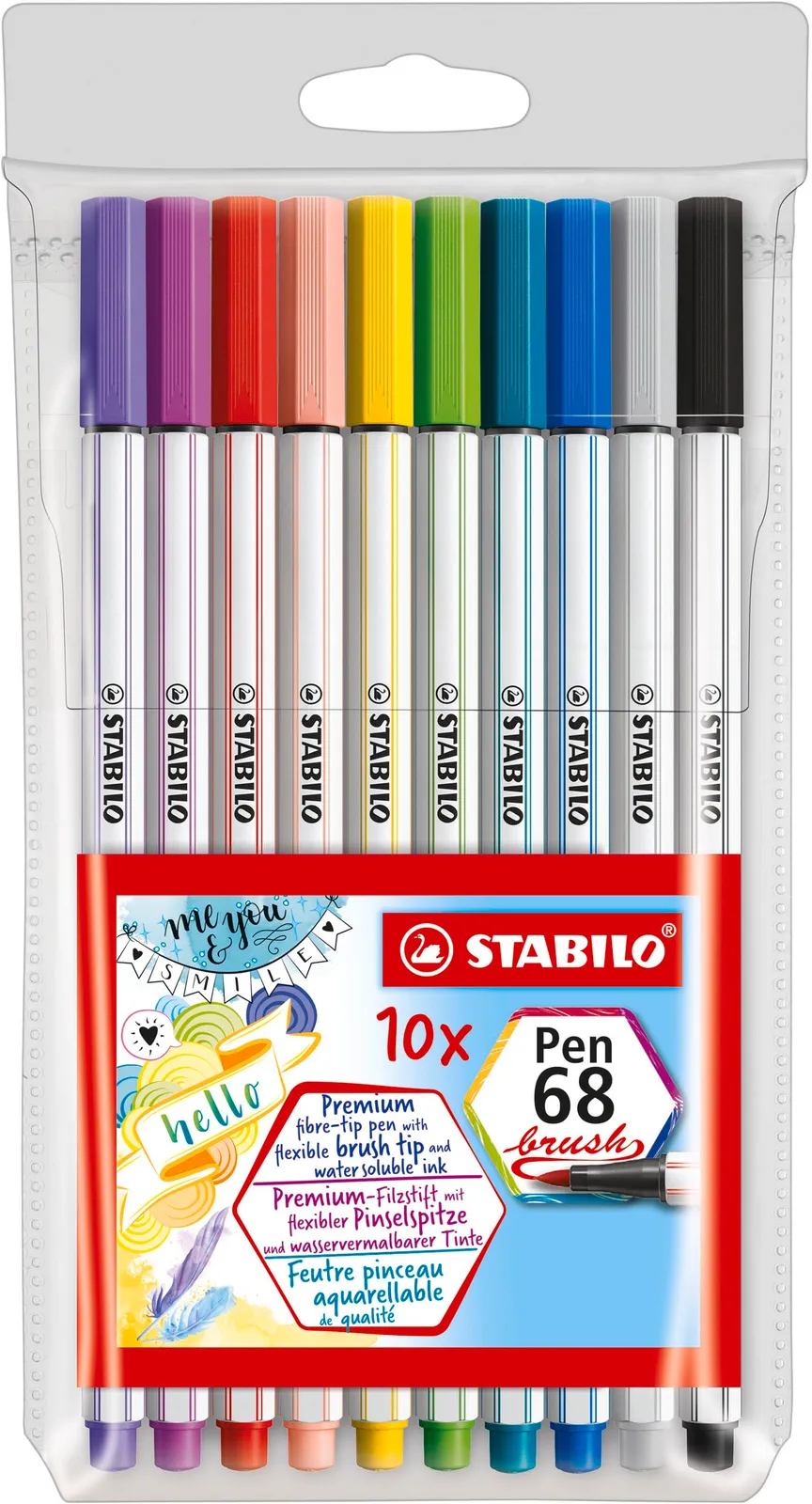 Estuche Stabilo Pen 68 Brush: 10 rotuladores de punta flexible