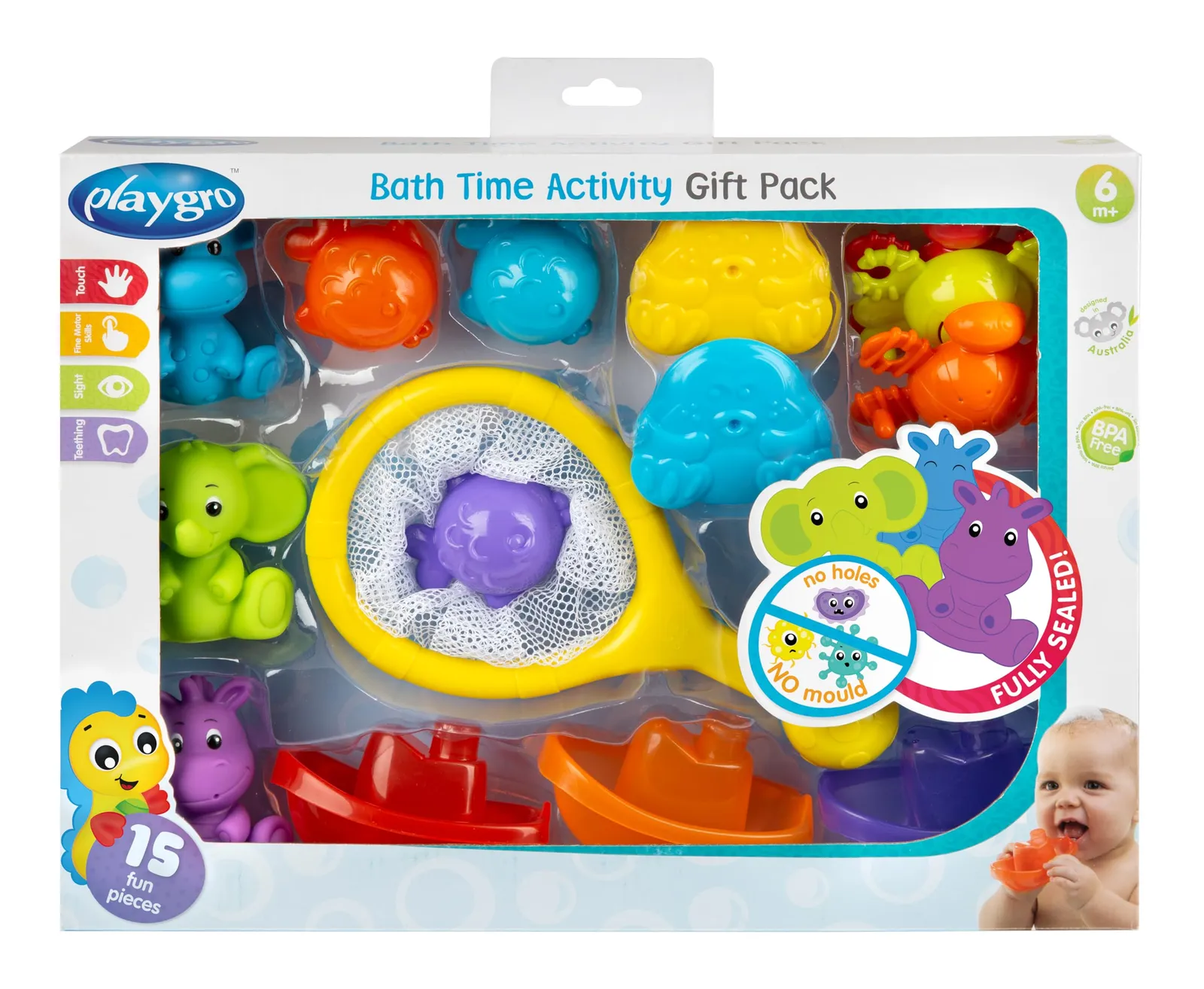 Playgro Set 15 Juguetes de Actividades para Baño de Bebé