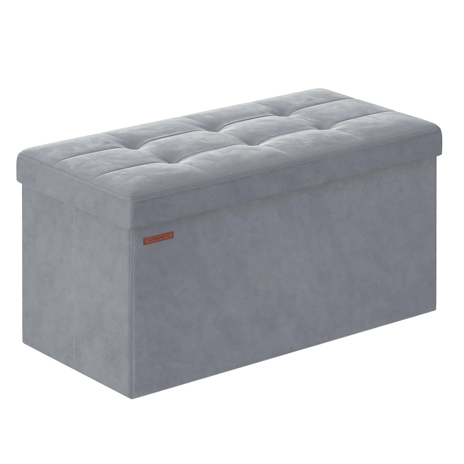 SONGMICS Puff Almacenaje Plegable 38x76x38 cm Gris Paloma LSF247G02