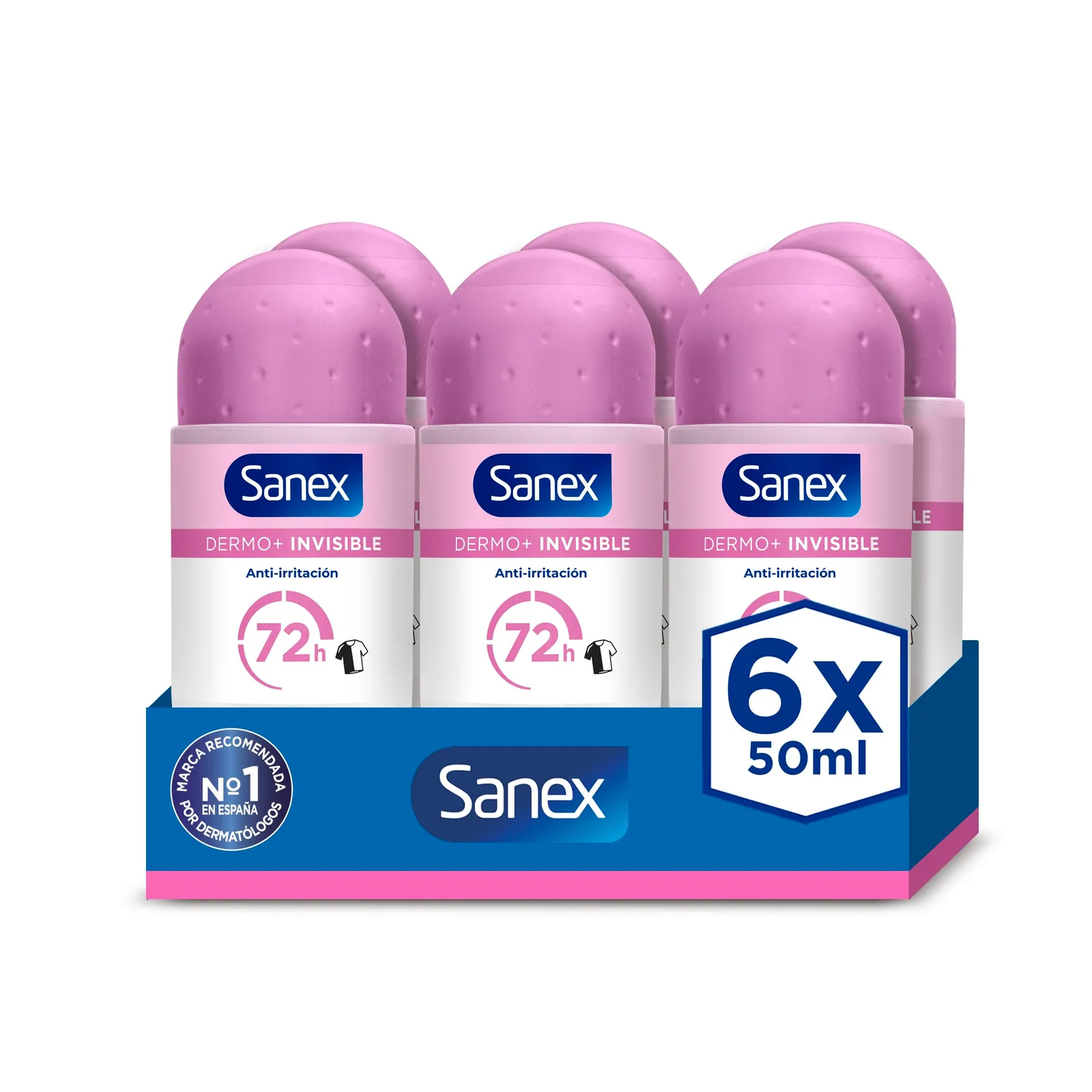 12x Desodorante Roll-On Sanex Dermo+ Invisible 50ml