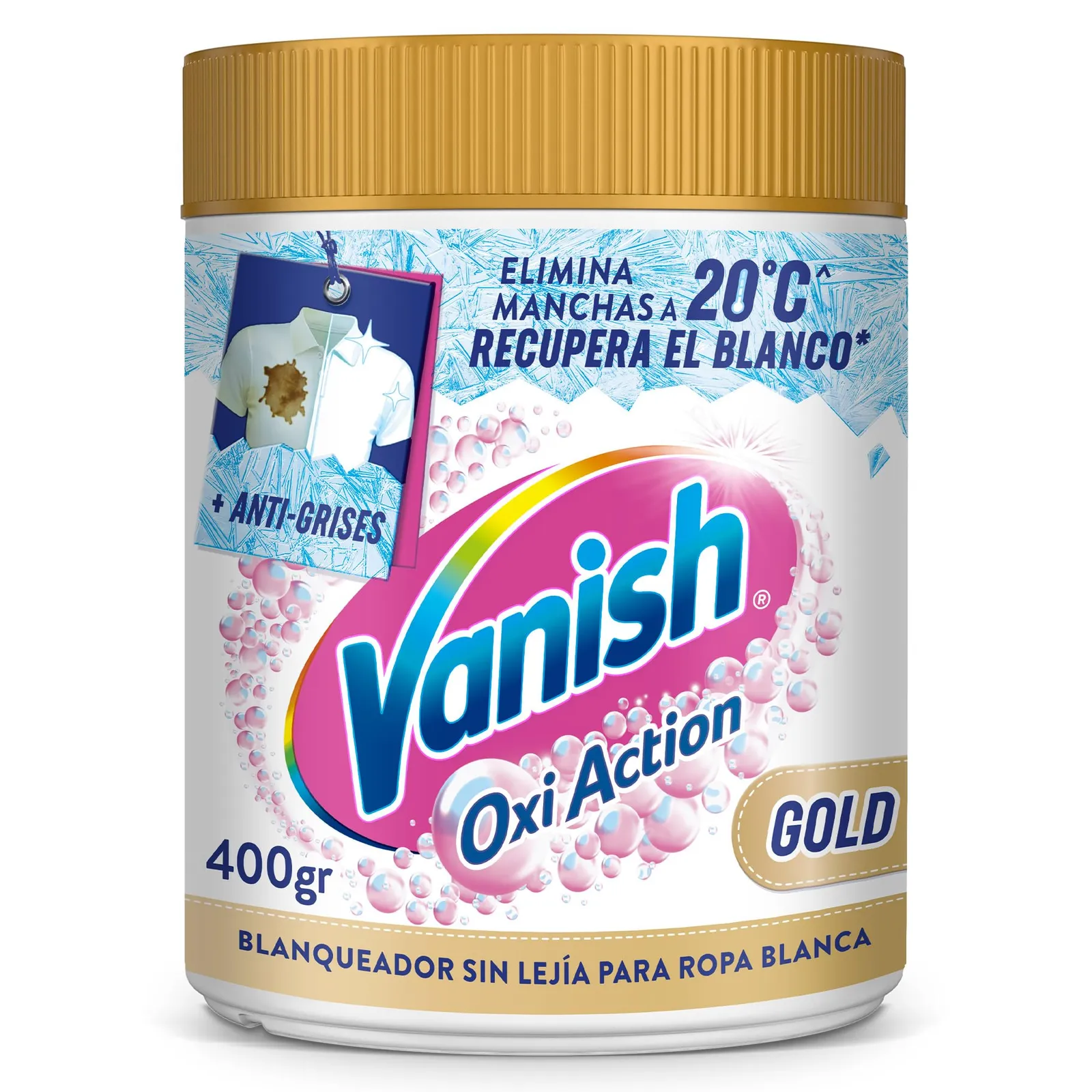 Pack de 2 quitamanchas Vanish Oxi Action Multipoder para ropa blanca (400g/ud)