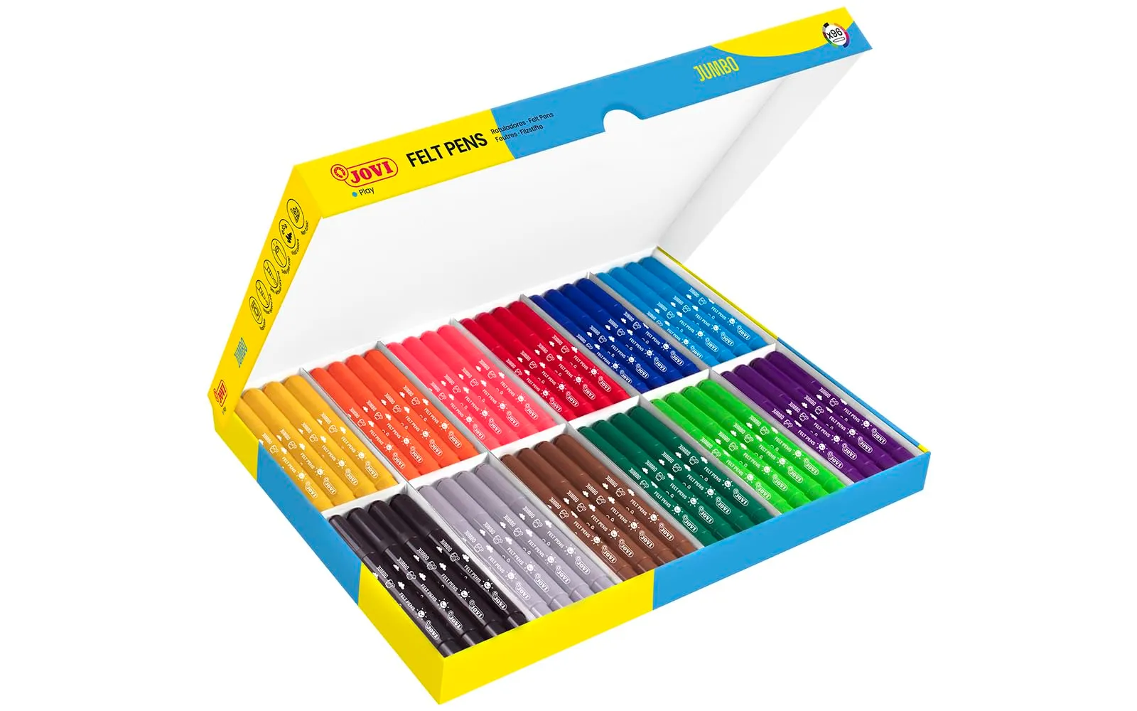 Caja 96 rotuladores Jovi Maxi, colores surtidos