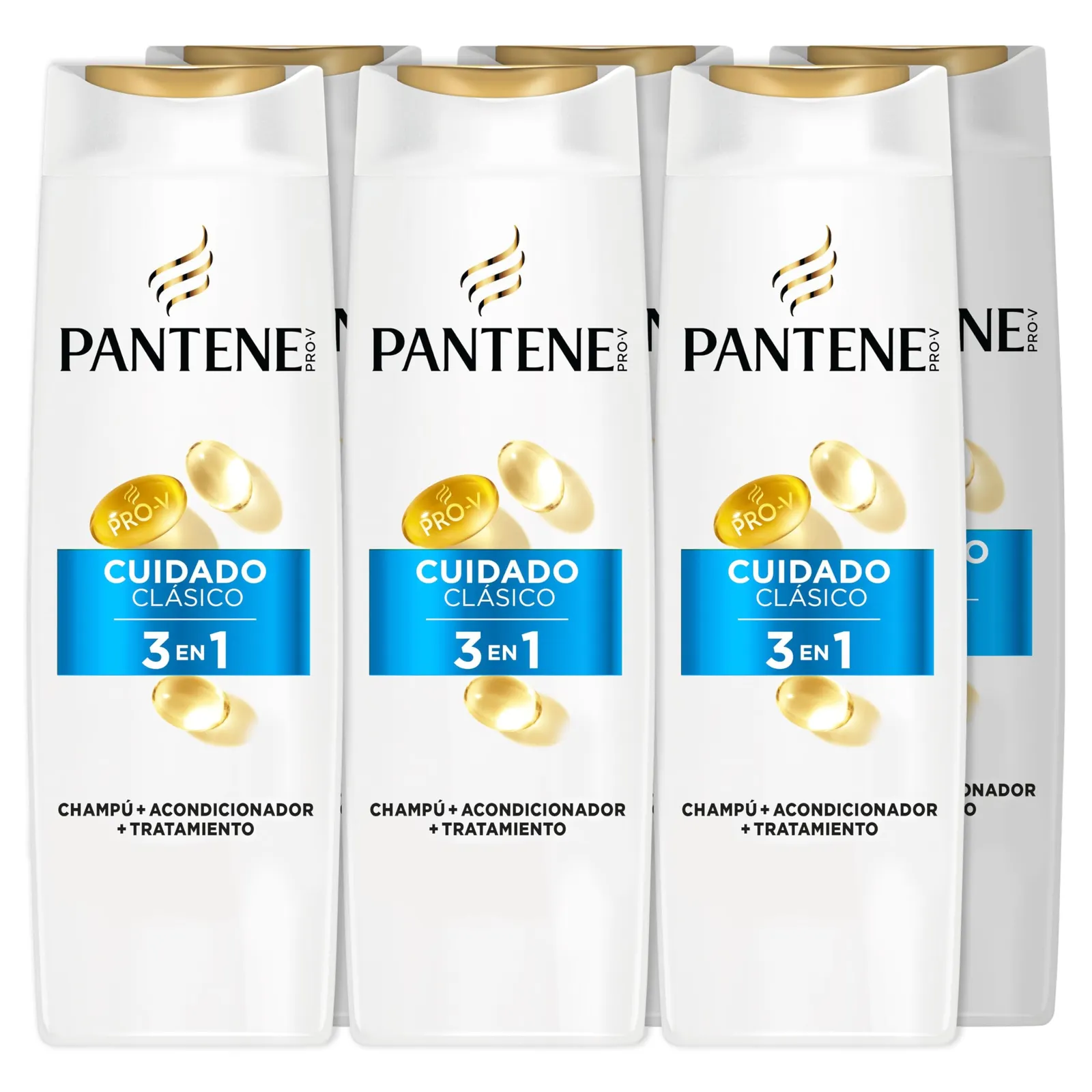 Pack 6x Pantene Champú, Acondicionador y Tratamiento 3en1 (300 ml cada uno)