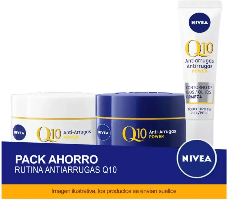 Pack Rutina Antiarrugas Nivea Q10 Power: Crema Día, Ojos y Noche