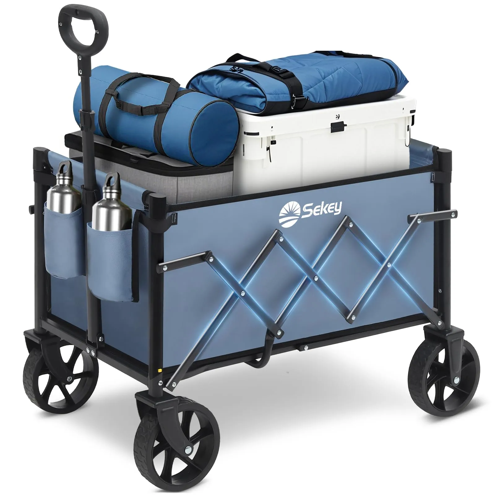 Sekey Carro Plegable 60L / 80KG Carga, Carrito Playa Ajustable y Compacto, Mini 4029 Azul