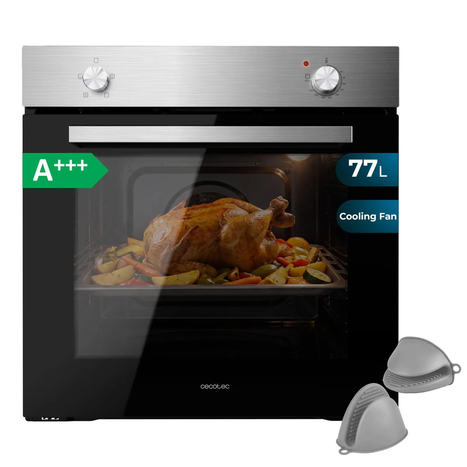 Cecotec Bolero Hexa C126000: Horno Integrable Inox, 2800W, 77L, A