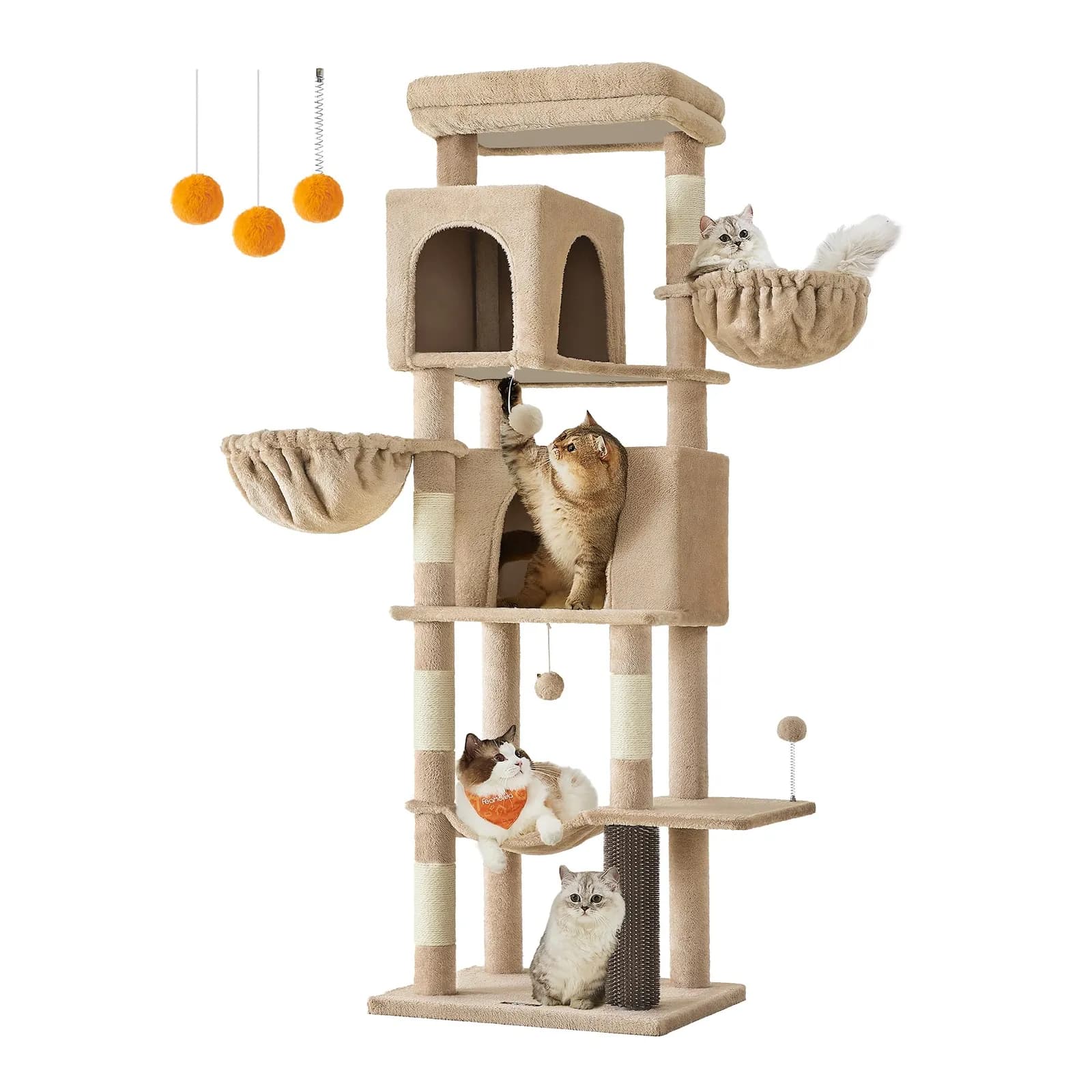 Feandrea Árbol Grande para Gatos 175 cm: Torre Multinivel con Múltiples Zonas de Descanso y Juego