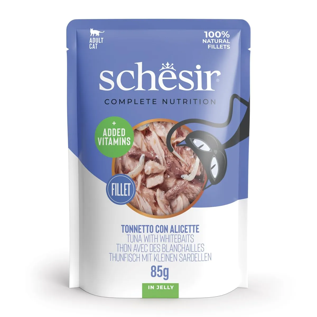 Schesir Atún con Pinzas en Gelatina para Gatos, Pack 12 Bolsas x 85g