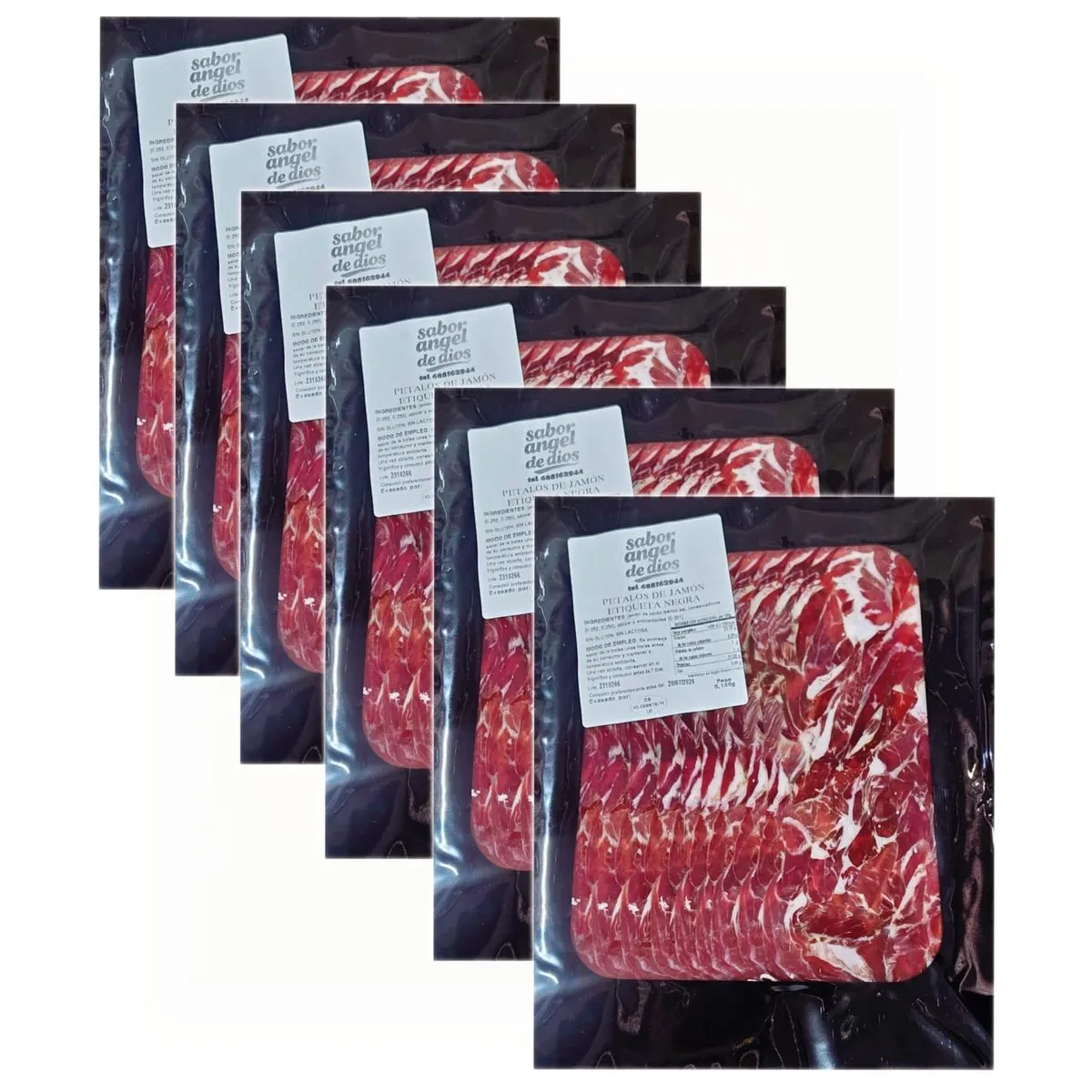 Pétalos Jamón Ibérico Etiqueta Negra 6x150g (900g Total)