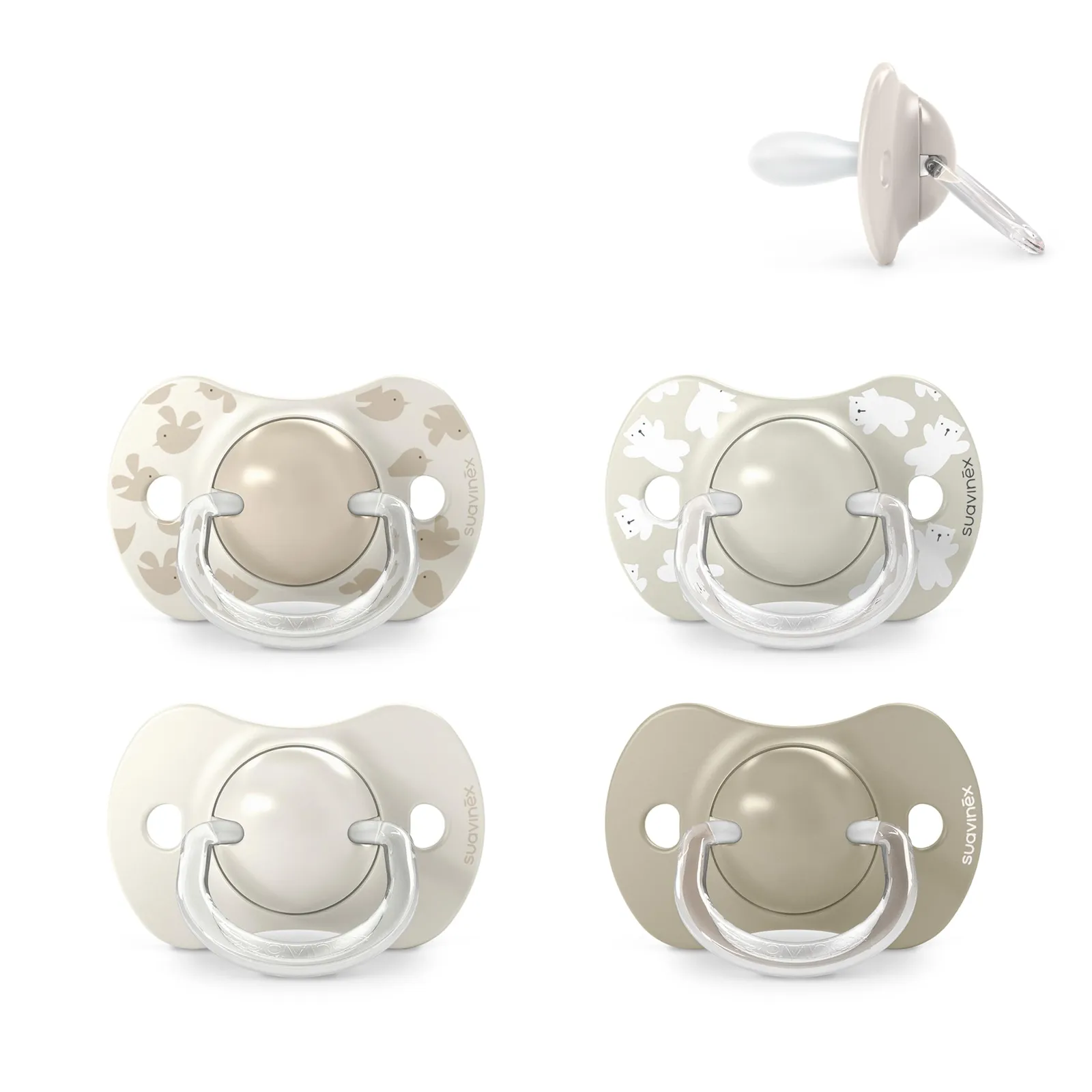 Pack 4 Chupetes Suavinex Bebé 6-18 Meses SX Pro Silicona Beige