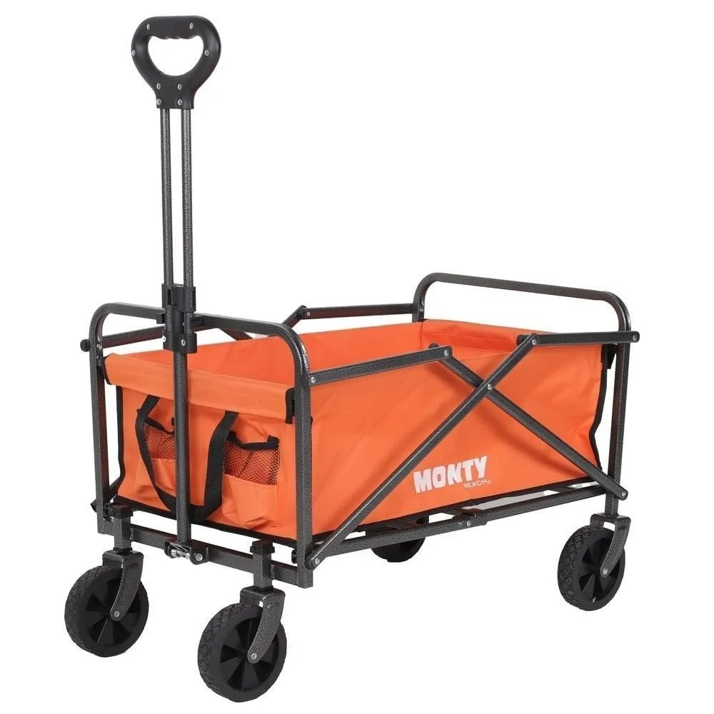 Carro de mano plegable 60 kg, acero Epoxi, tejido Oxford naranja, ruedas giratorias