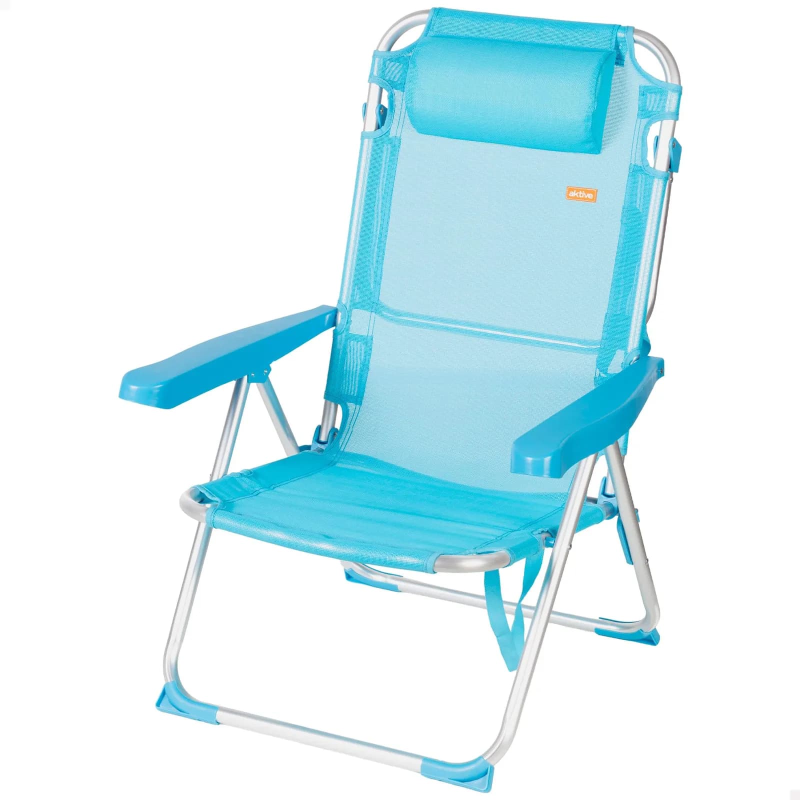 Silla de Playa Plegable AKTIVE Alta Azul 48x60x90 cm Multiposición Textileno Aluminio 110 kg