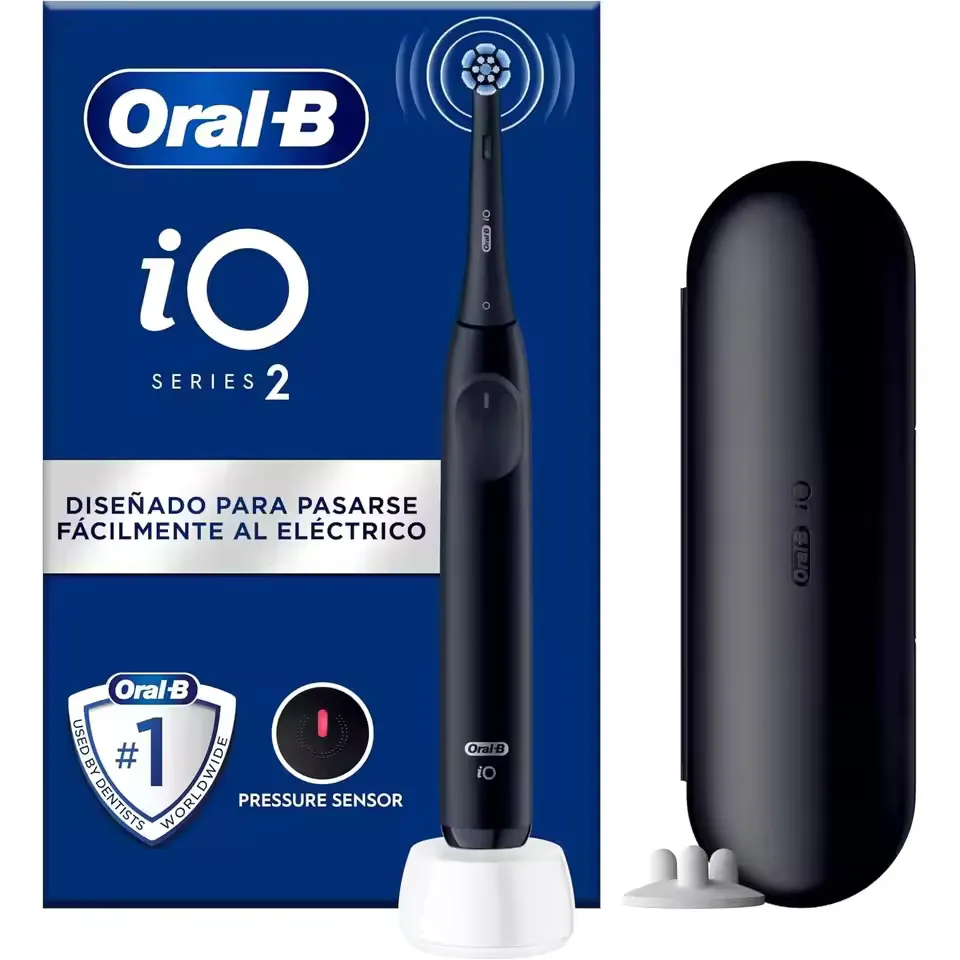 Oral-B iO 2 Cepillo Eléctrico: Verde y Negro, con Cabezal, Estuche de Viaje y Portarrecambios