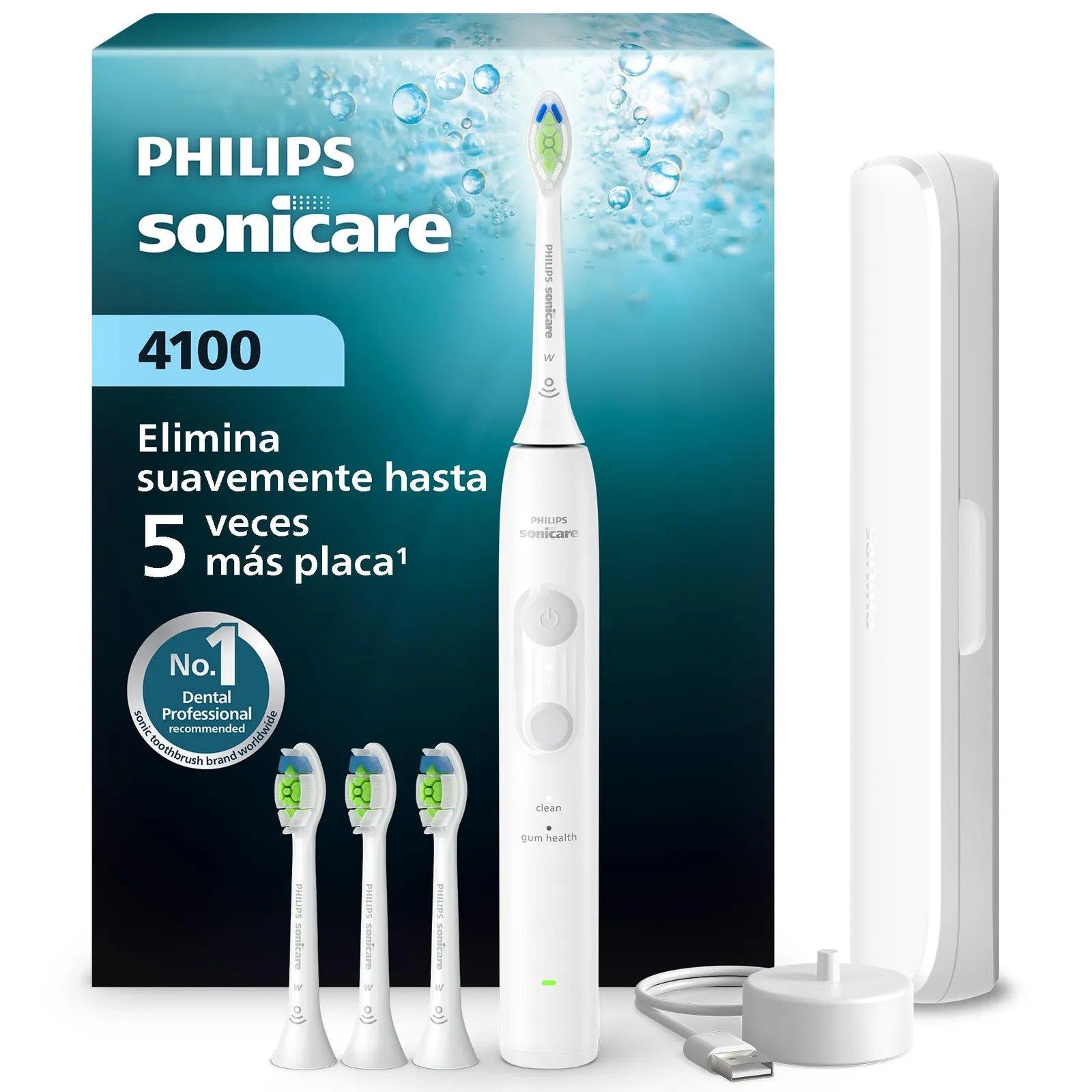 Cepillo dental sónico Philips Sonicare Serie 4100 HX4046/41, blanco