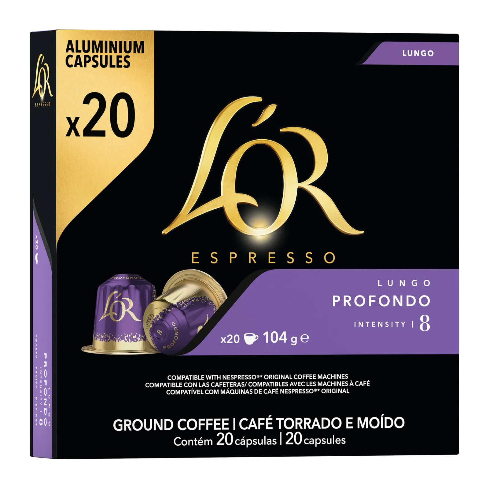 2x L'OR Lungo Profondo 20 Cápsulas Café (40 Cápsulas Totales)