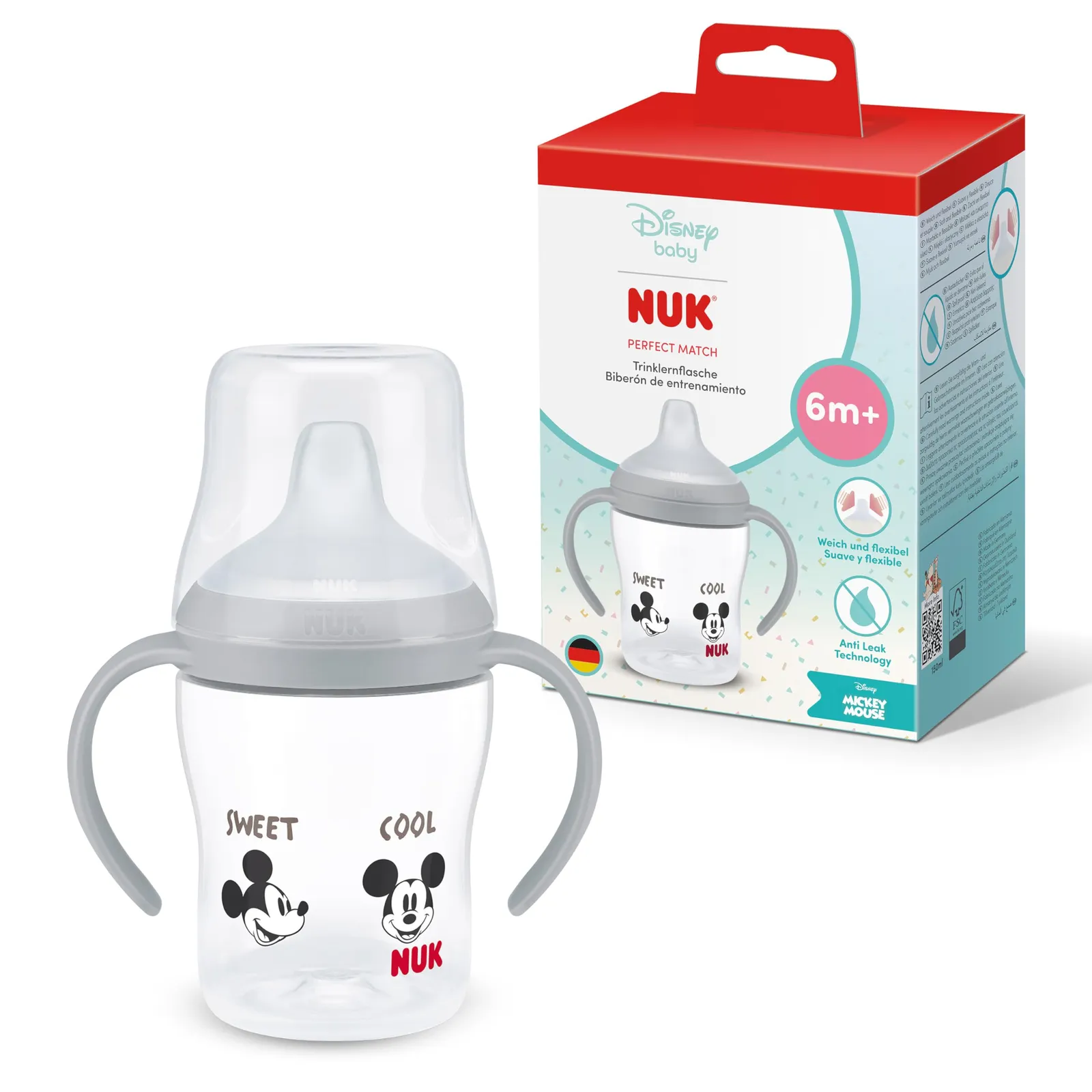 Vaso Aprendizaje NUK Perfect Match 150ml +6m Disney Mickey Antiderrames Asas Antideslizantes