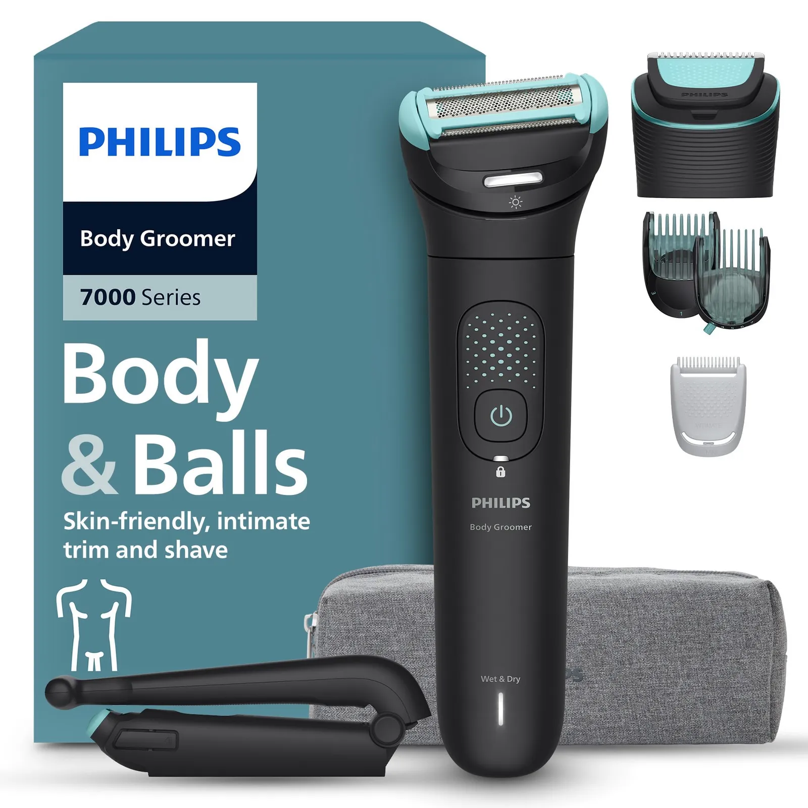 Afeitadora Corporal Philips Serie 7000 - Cabezal Pivotante y Protección Piel