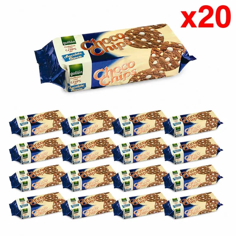 Gullón Choco Chips Galletas Chocolate Blanco 125g (Pack 20)