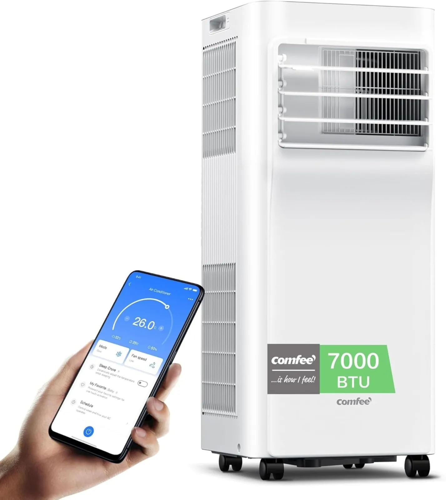 Aire Acondicionado Portátil COMFEE 3 en 1: 7000 BTU, App y Mando