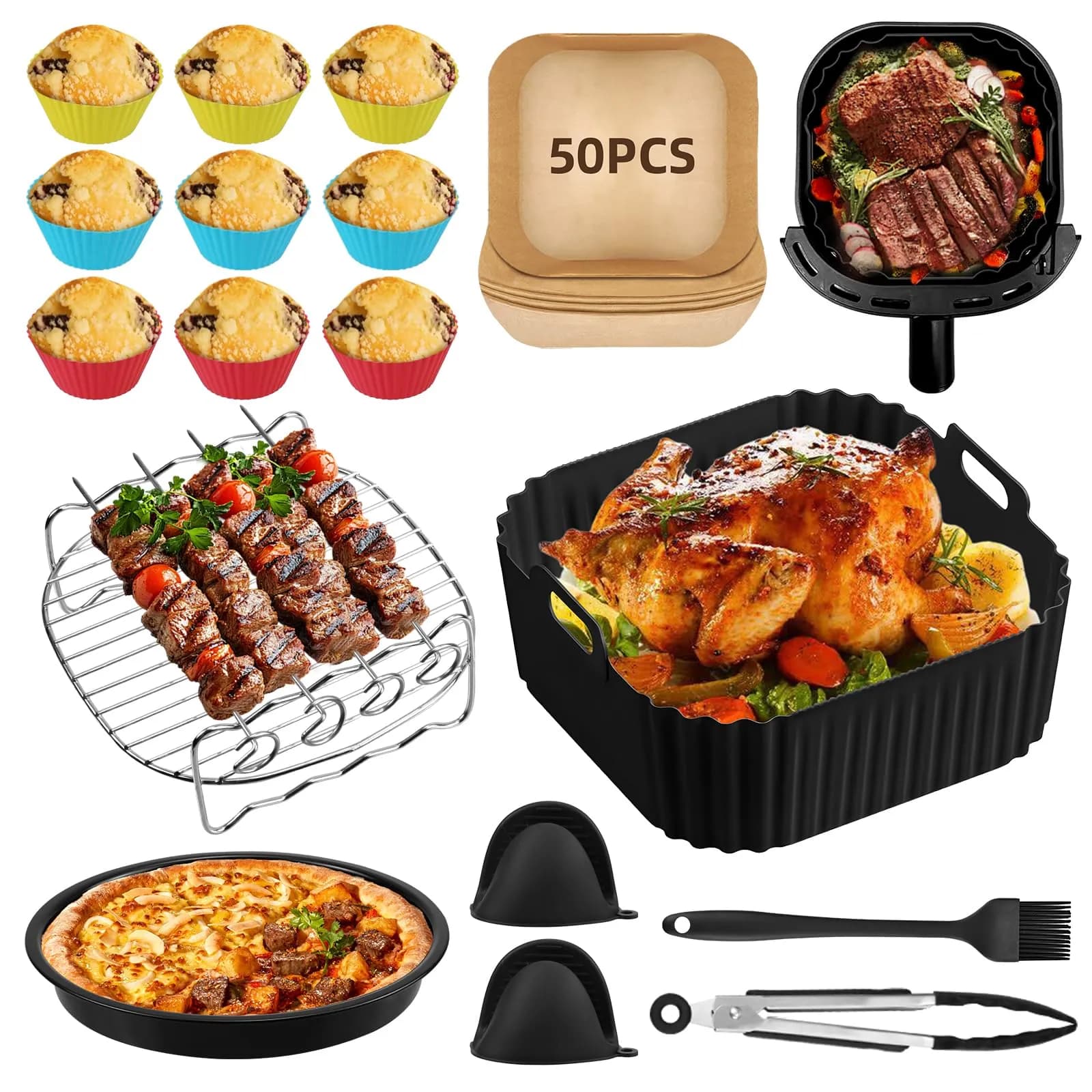 Accesorios para Airfryer (6.2L): Molde de Silicona Compatible con Philips, Ninja, Cosori
