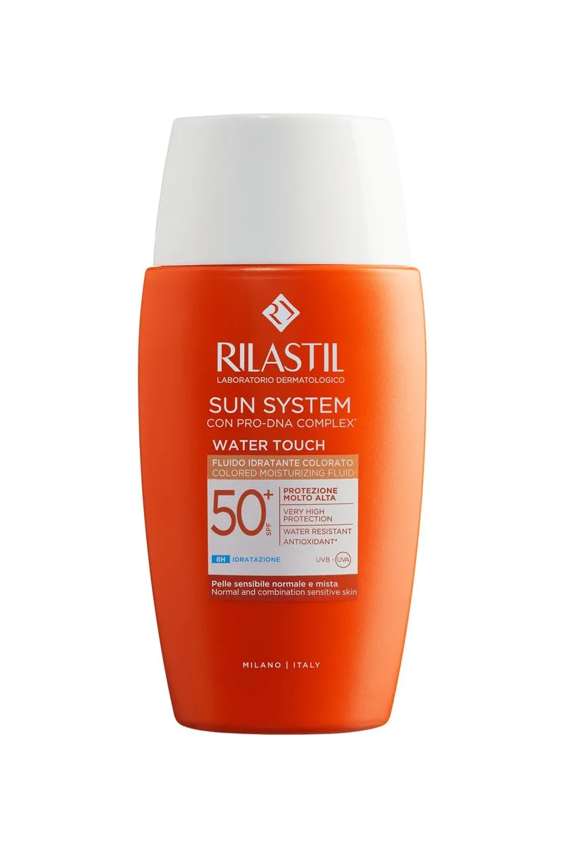 Rilastil Sun System Fotoprotector Water Touch SPF50+ Color, Resistente Agua, Ácido Hialurónico y Vitamina E