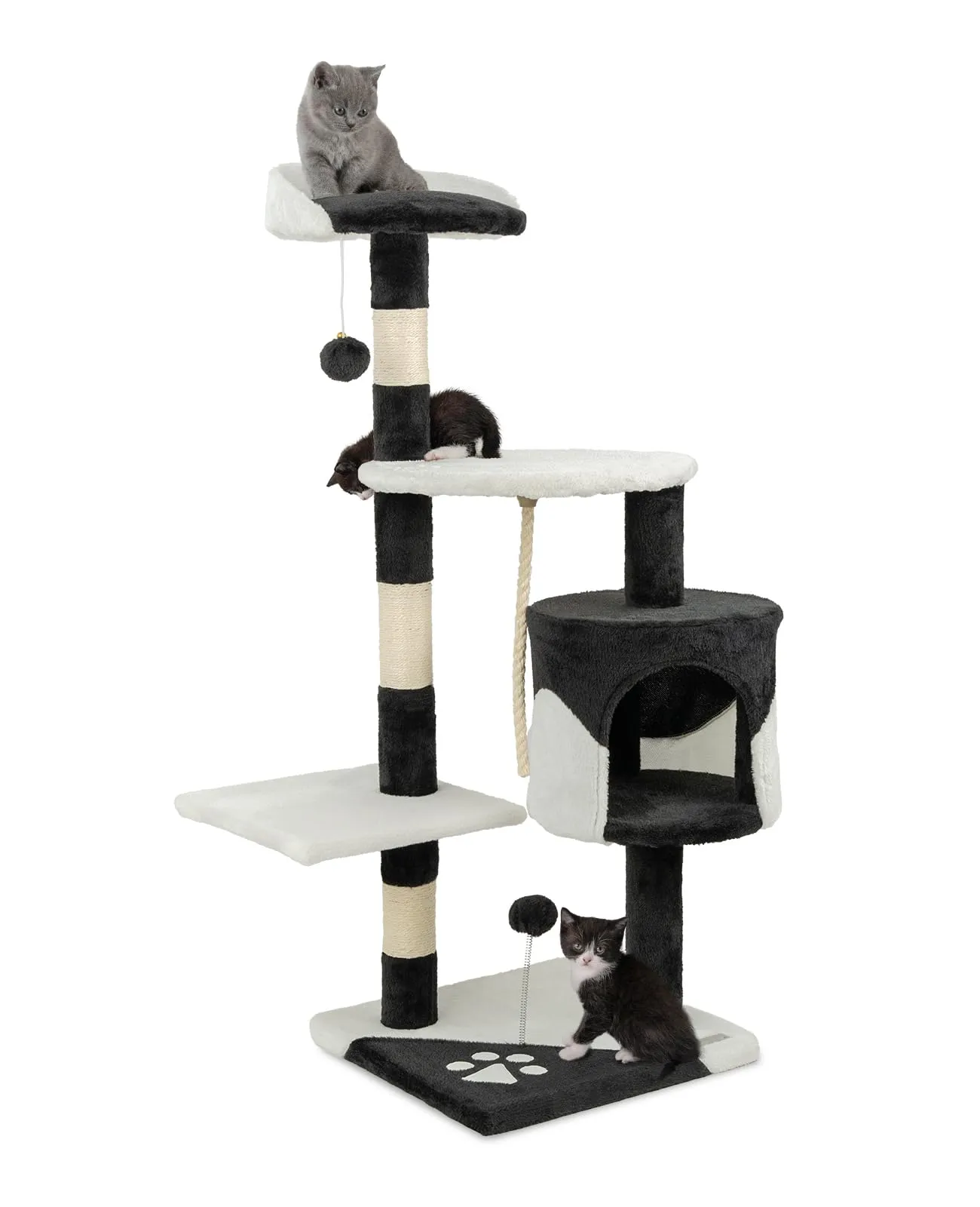 Árbol Rascador para Gatos Lionto - 112 cm, Negro/Blanco