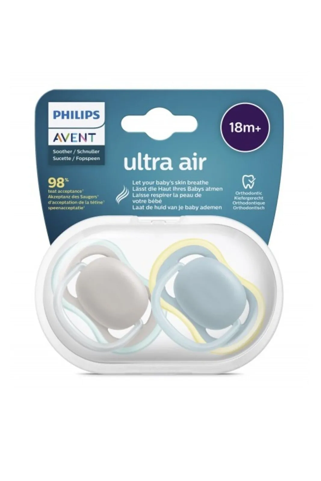 Pack 2 Chupetes Philips Avent Ultra Air Ortodoncia