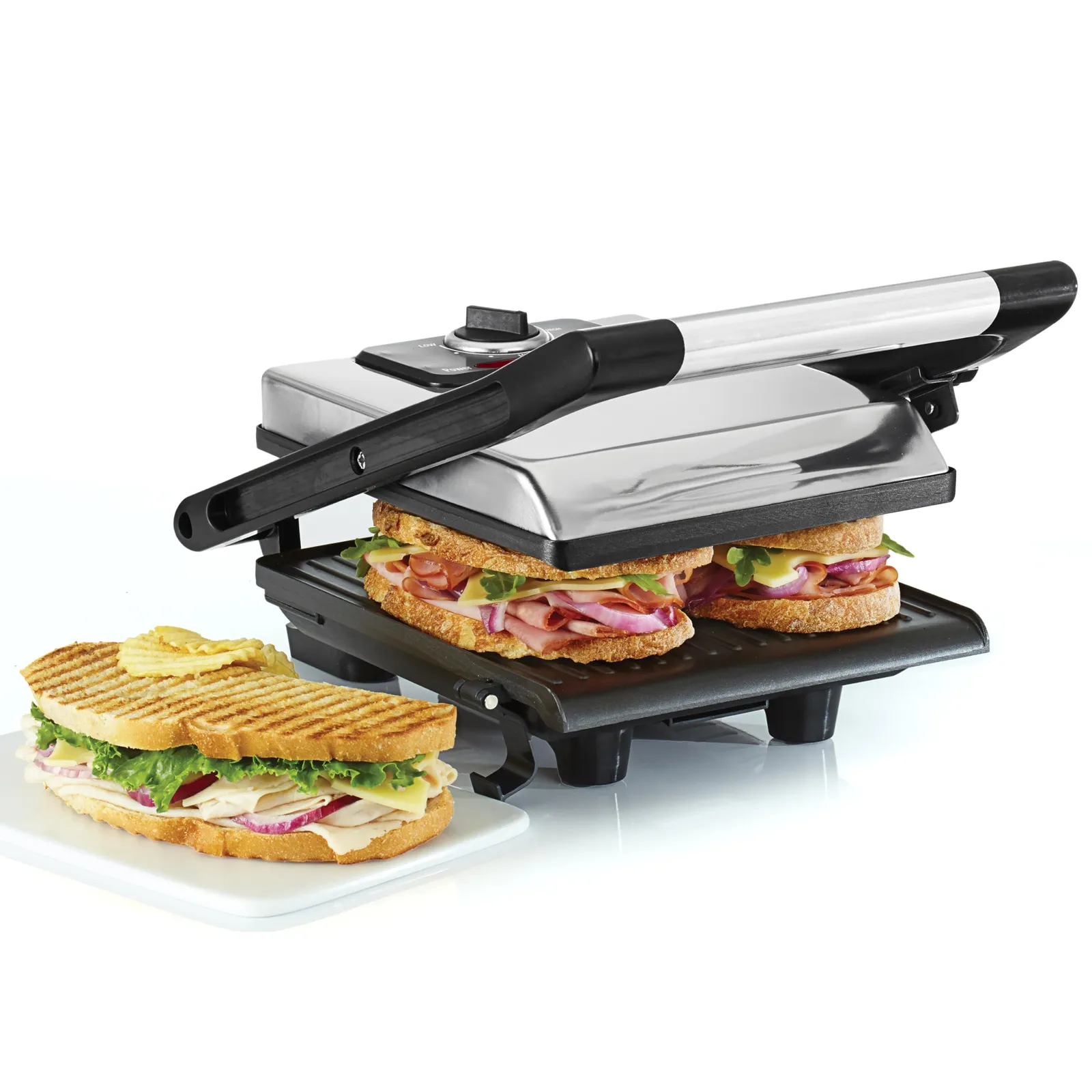 Bella Sandwichera, Prensa Paninis y Grill Eléctrico 1400W Acero Inoxidable