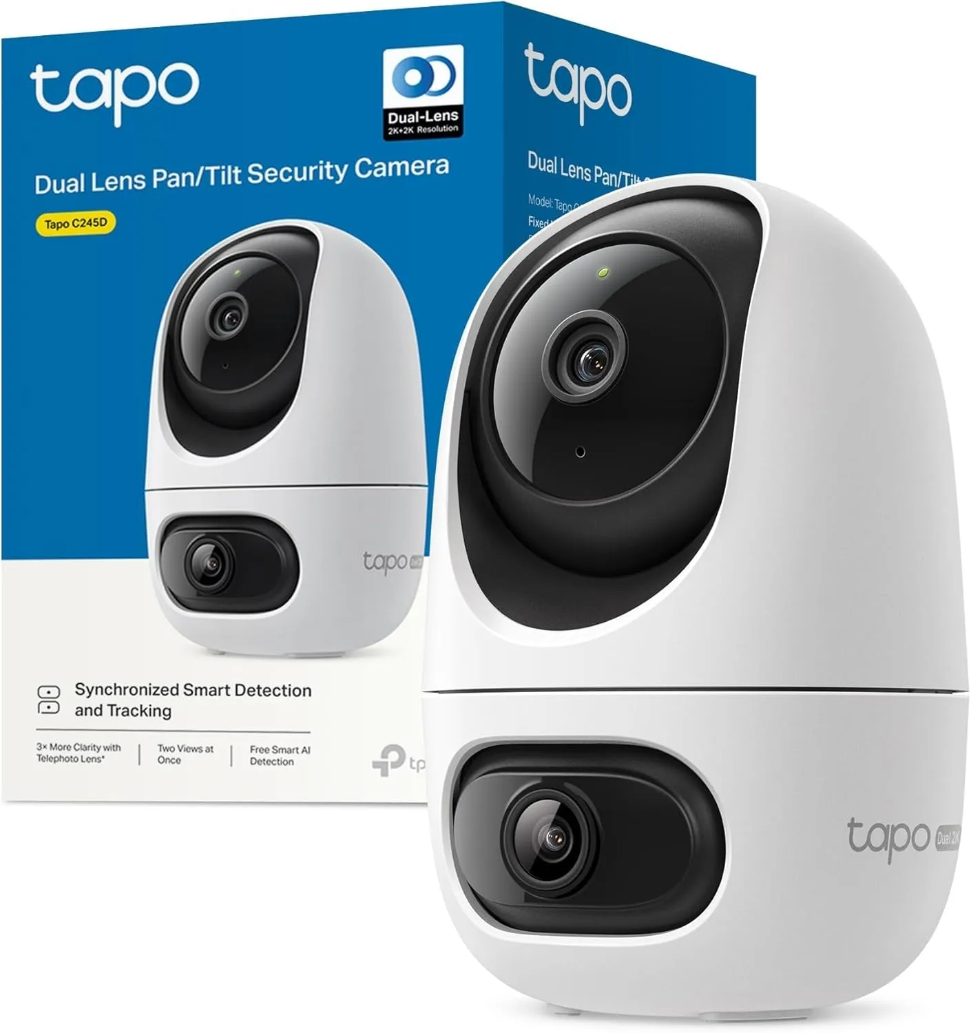 Cámara Vigilancia WiFi Tapo C245D Doble Lente 2K Seguimiento IA 360°