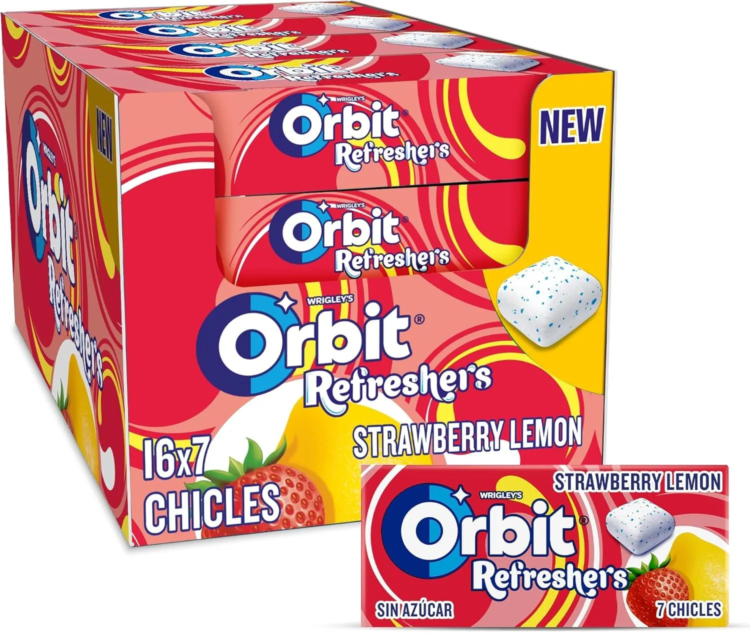 Paquete de 16x 7uds Caramelos Orbit Refreshers Fresa Limón