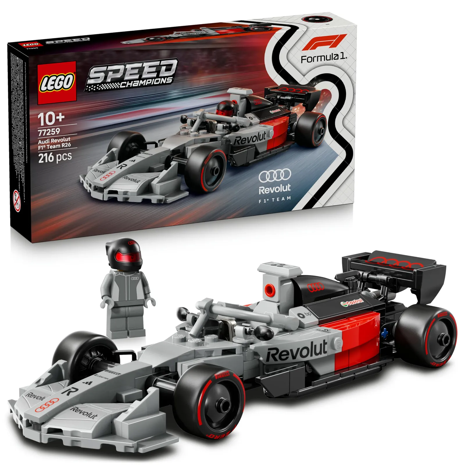 LEGO Speed Champions Audi R26 F1 Team - Maqueta de Coche y Piloto - 77259