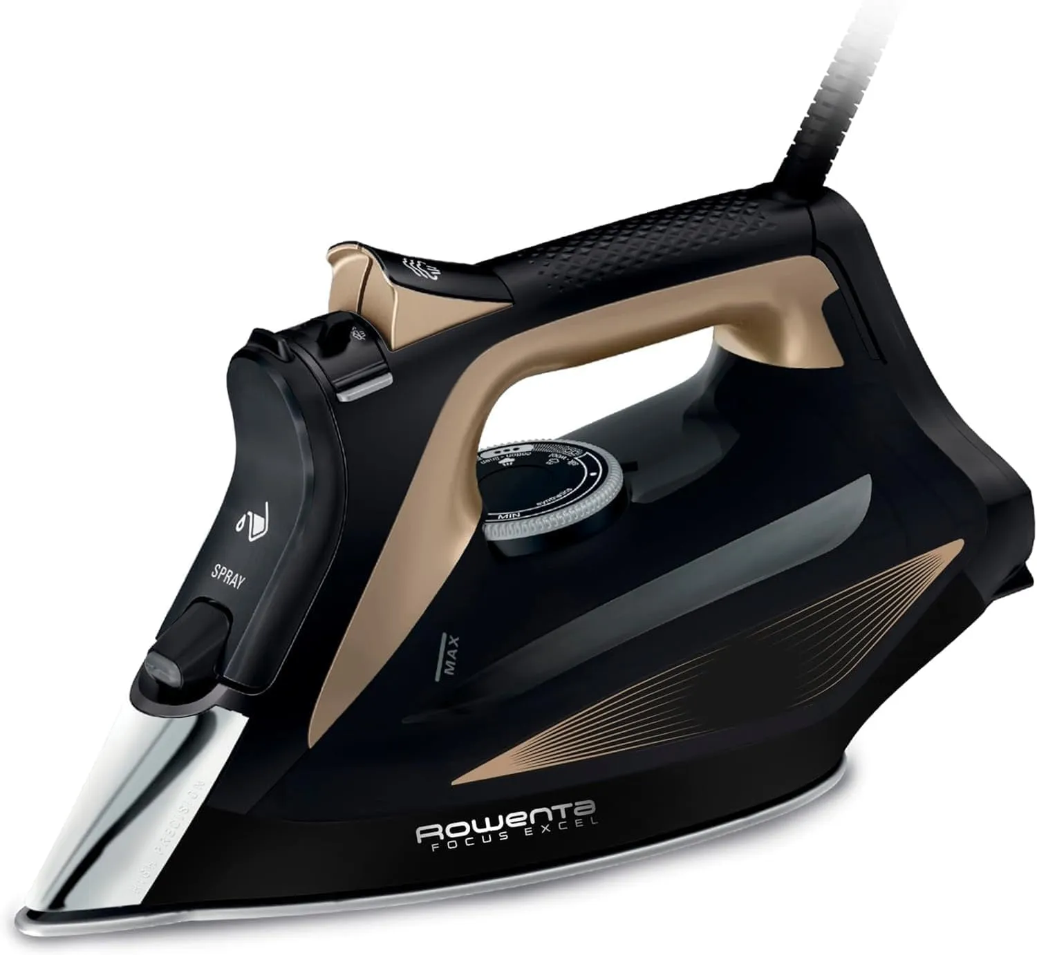 Plancha de vapor Rowenta Focus Excel DW5325: 2700W, 180g/min golpe vapor, Negro/Marrón