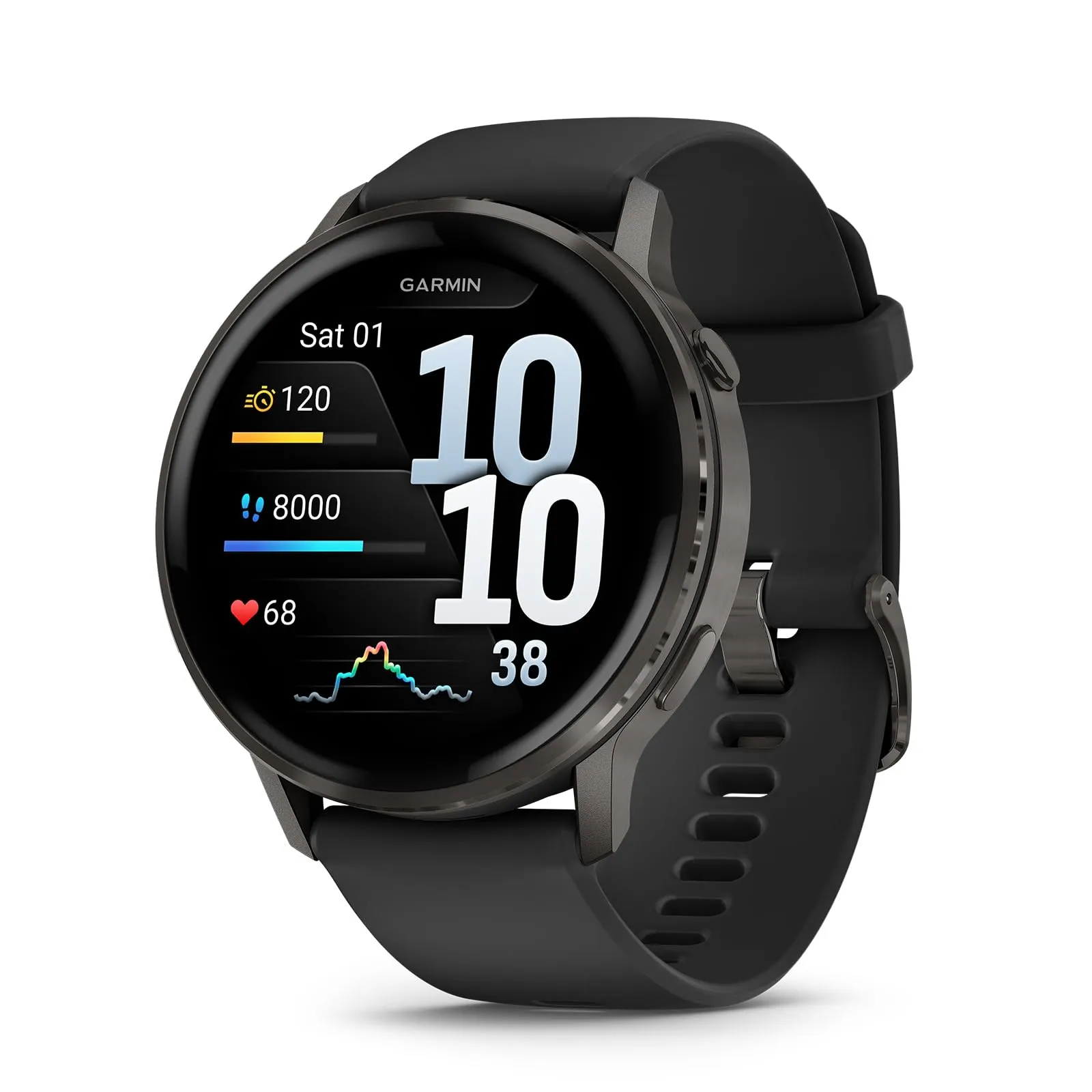 Smartwatch Garmin Venu 4, 45mm, GPS, AMOLED, Acero Inoxidable, Linterna LED, Salud y Fitness, 14 días