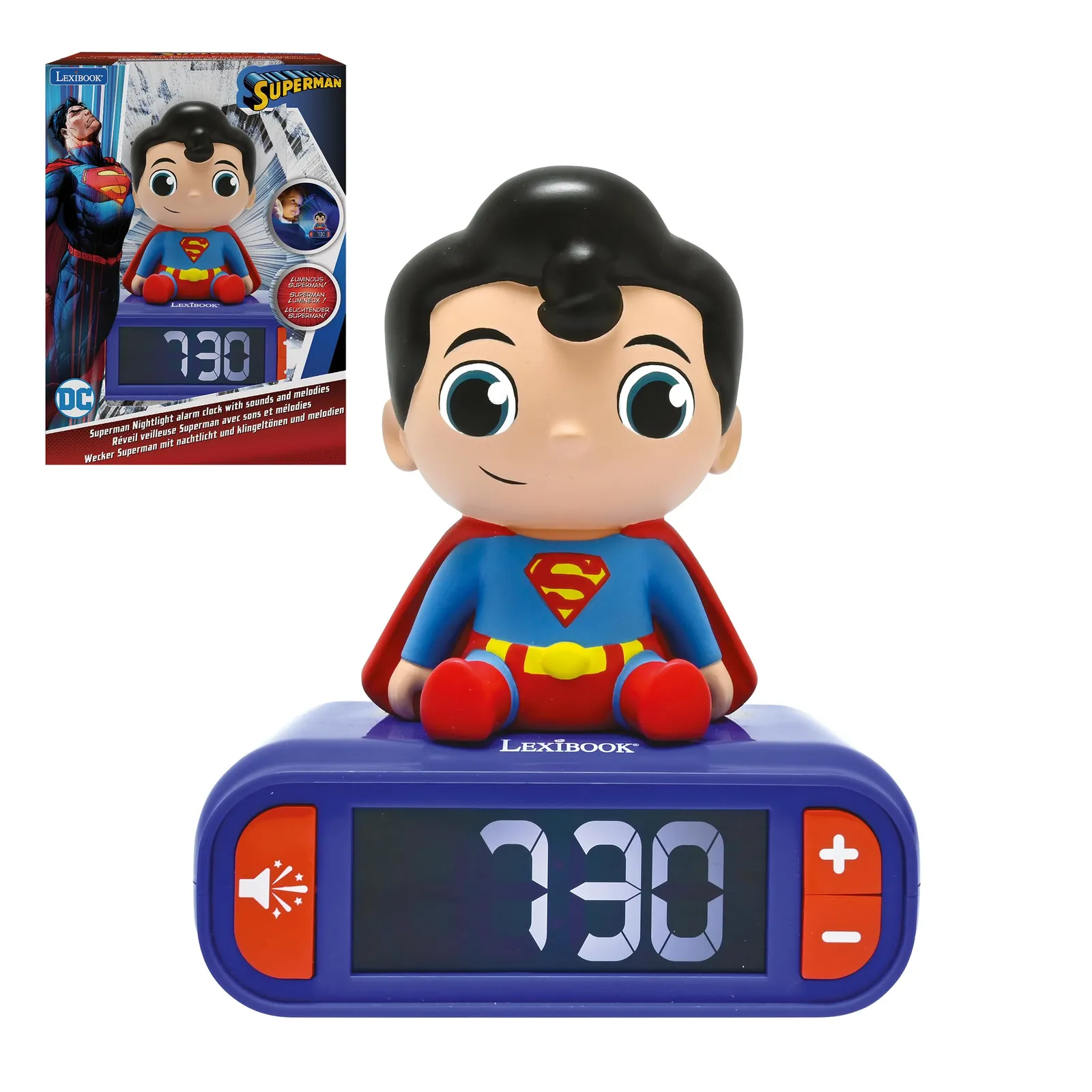 Lexibook Superman RL800SU: Despertador Lámpara con Sonidos y Pantalla LCD