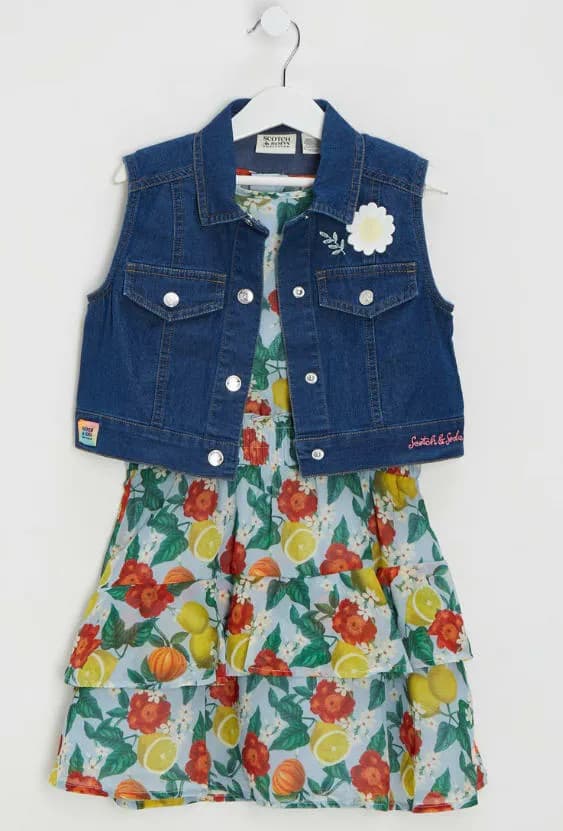 Conjunto Vestido y Chaqueta Vaquera Scotch & Soda para Niños